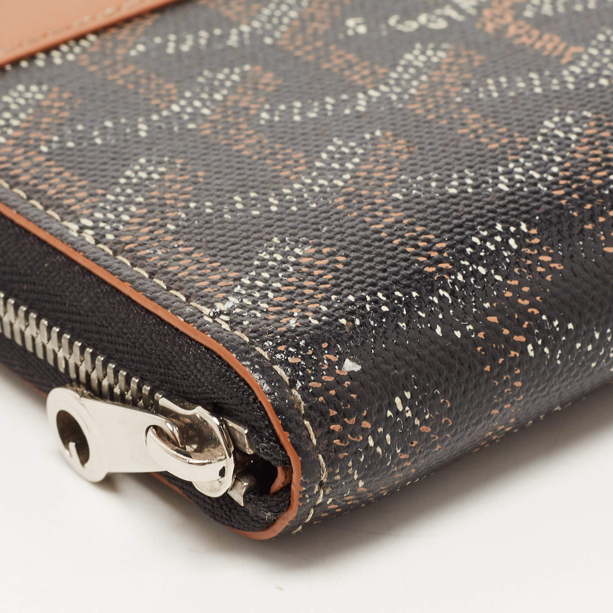 Goyard Brown Ine Coated Canvas and Leather Matignon Zip Around PM Wallet