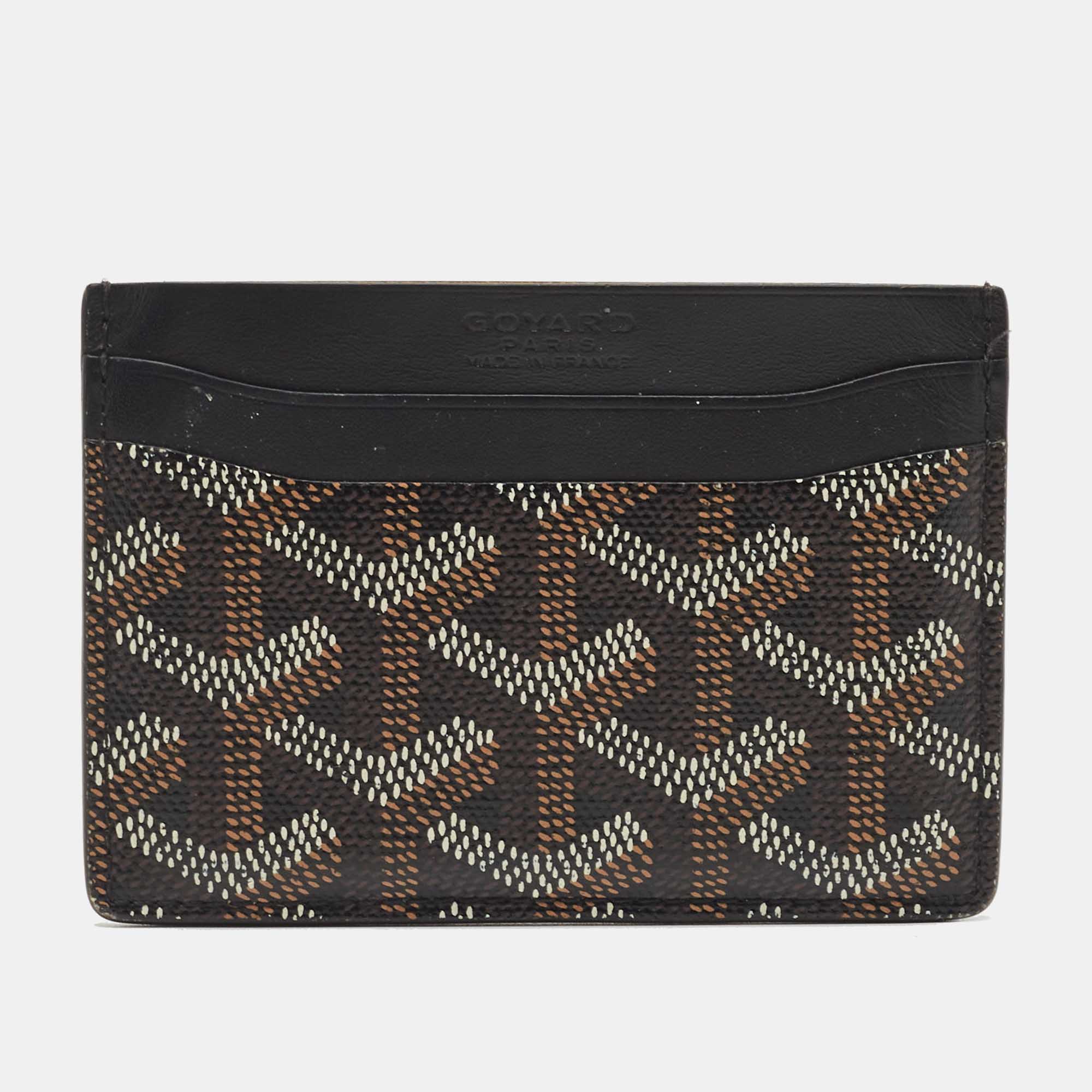 Pre Owned Goyard Black Goyardine Coated Canvas and Leather Saint Sulpice Card Holder