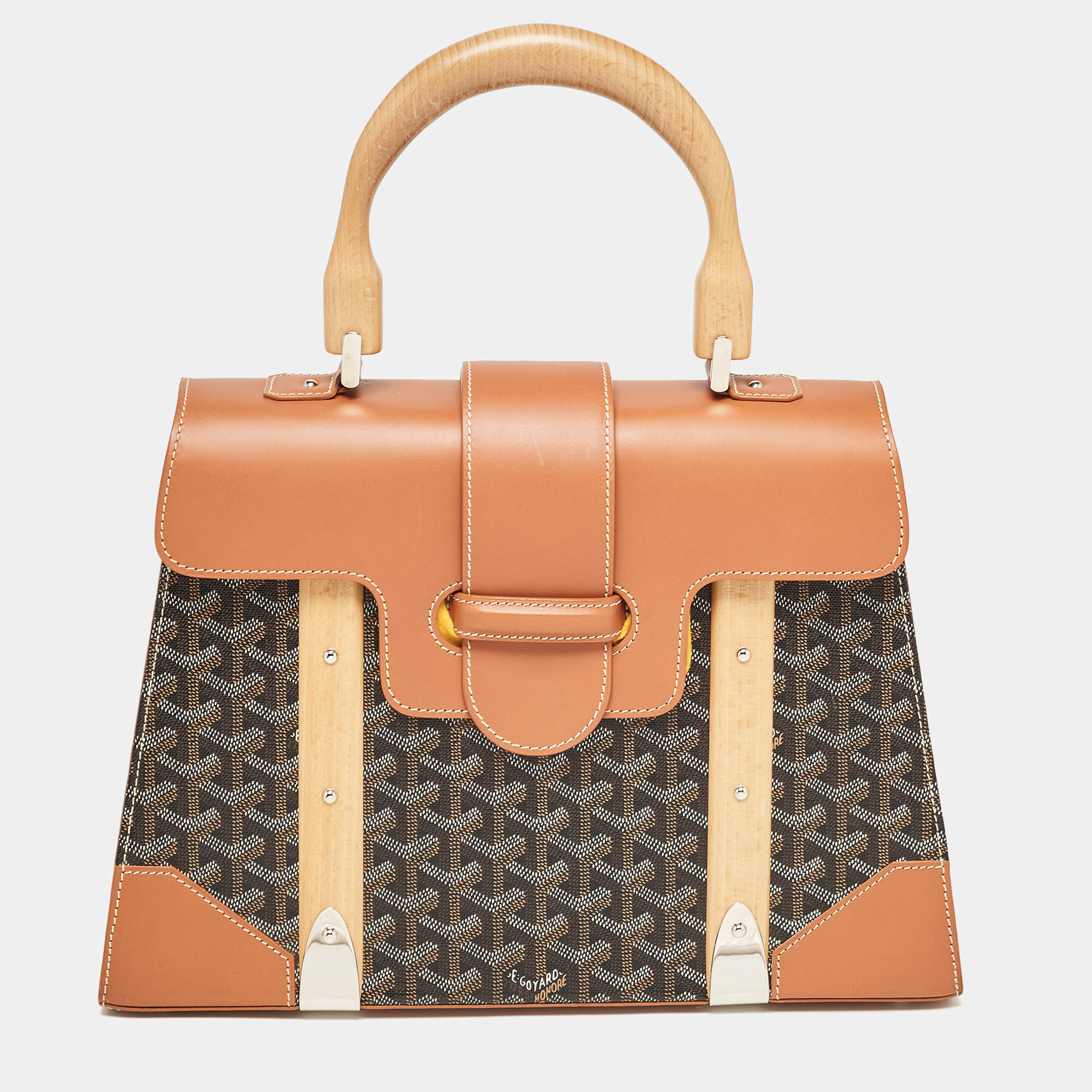Goyard Brown Goyardine Coated Canvas and Leather Saigon MM Top Handle Bag