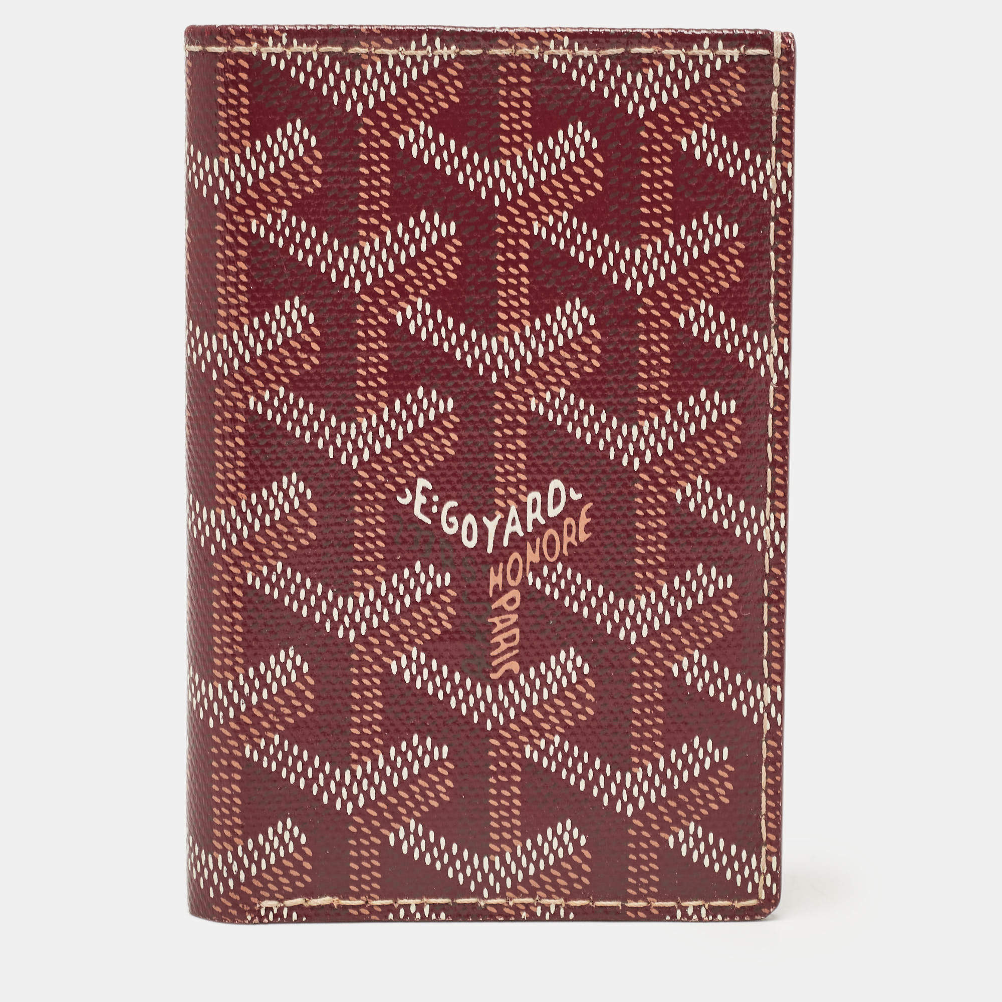 Pre Owned Goyard Burgundy Goyardine Coated Canvas Saint Pierre Bifold Card Holder 