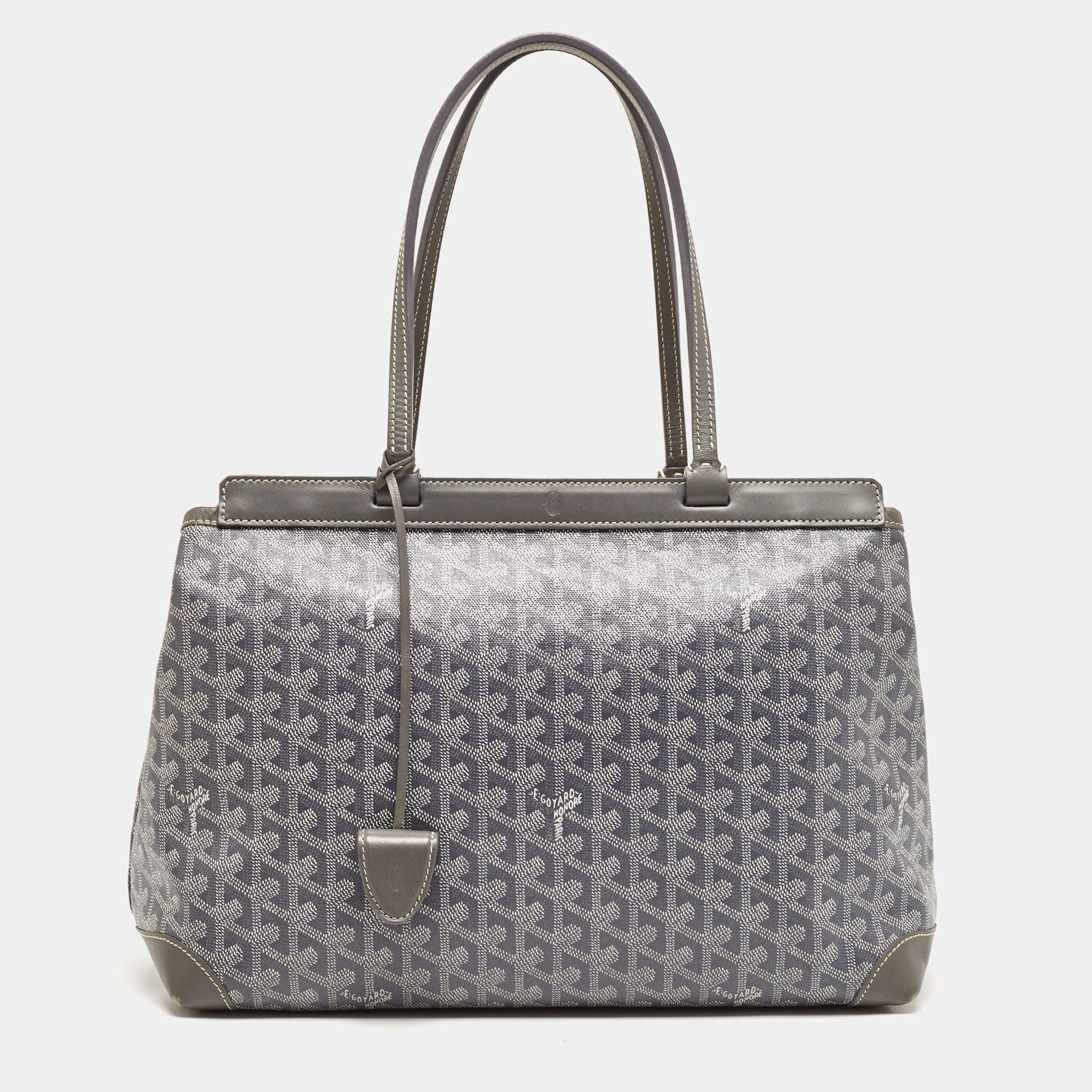 Pre Owned Goyard Grey Goyardine Coated Canvas and Leather Bellechasse PM Tote