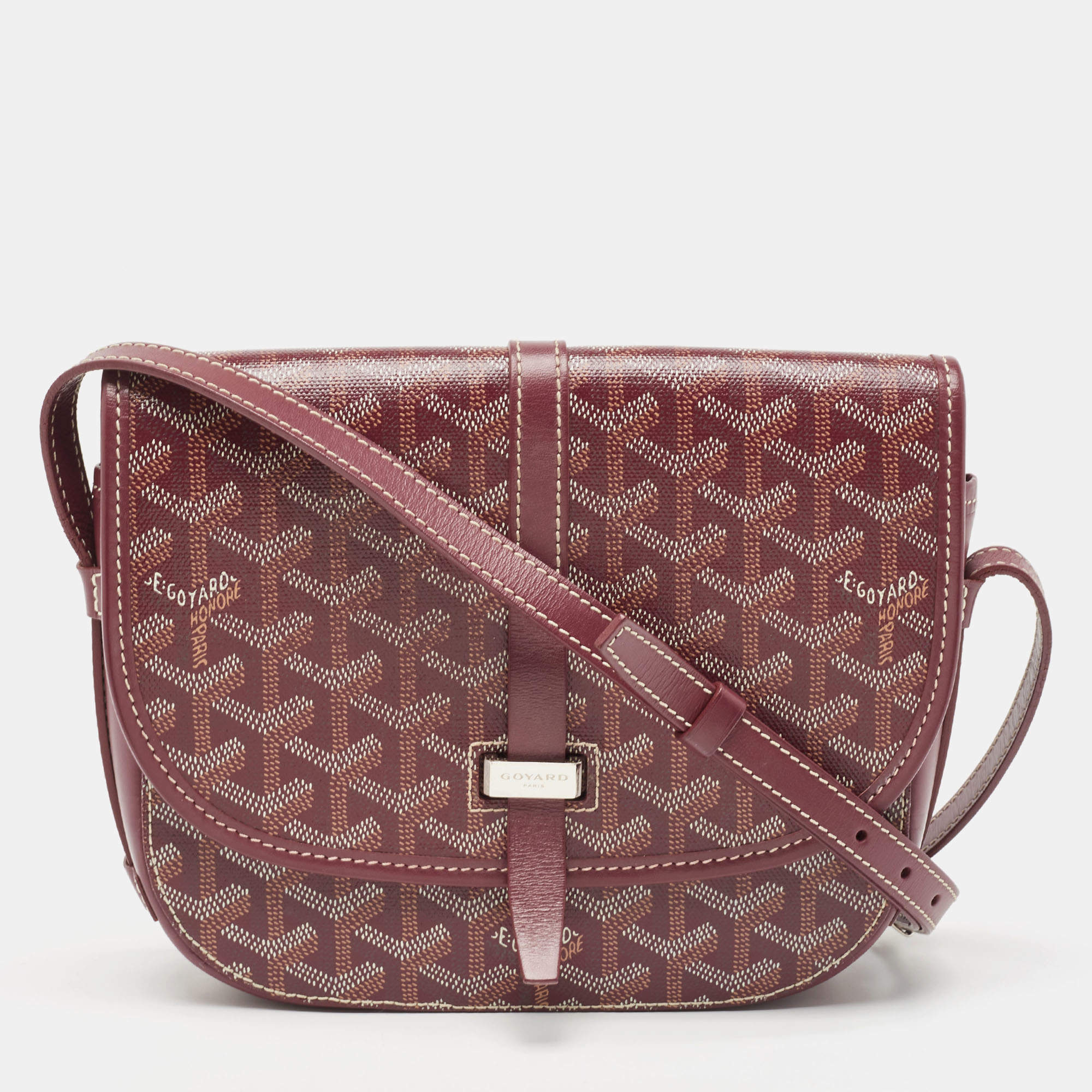 Goyard Burgundy Goyardine Coated Canvas and Leather Belvedere II PM Bag