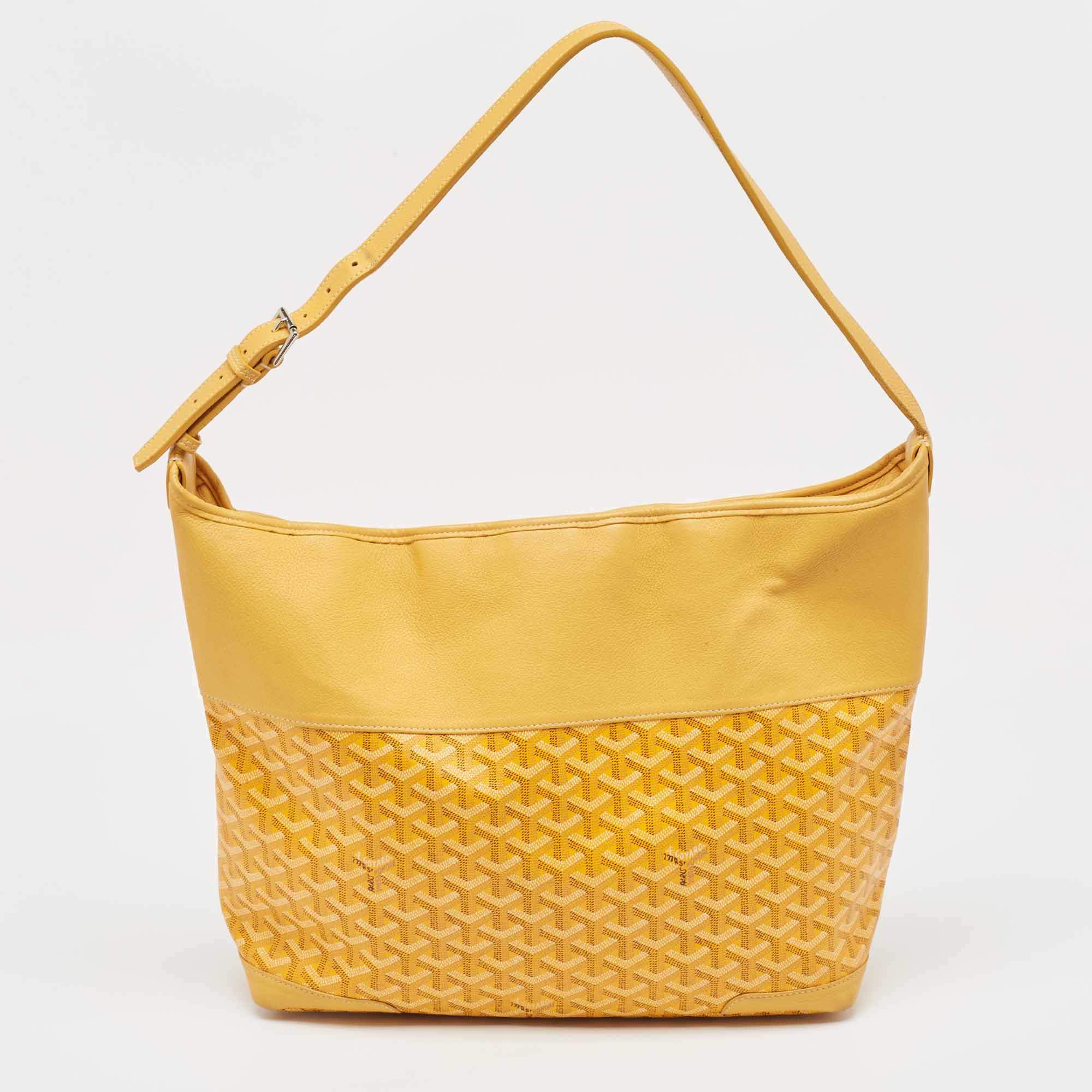 Goyard Yellow Goyardine Coated Canvas and Leather Grenadine Hobo