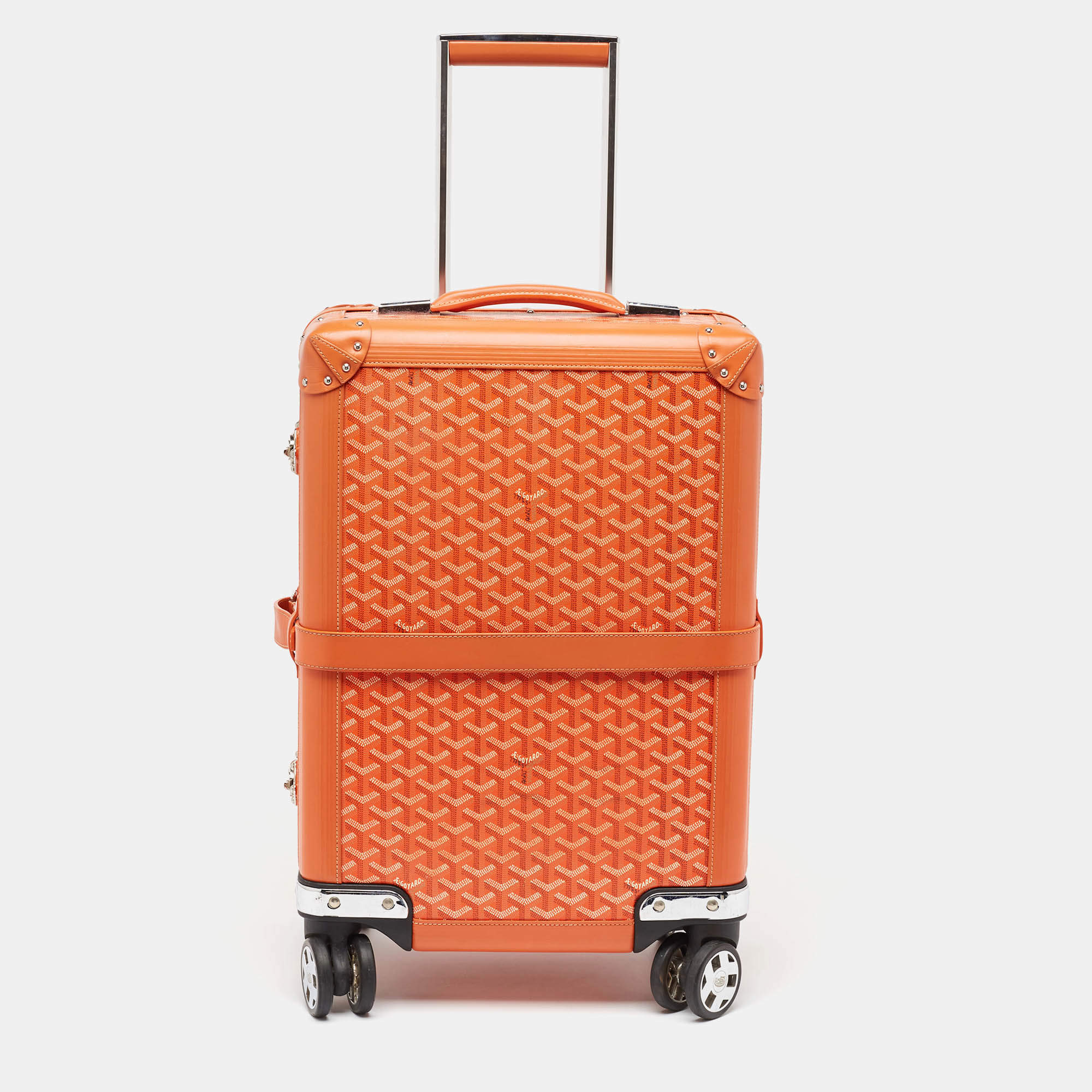 Goyard Orange Goyardine Coated Canvas Bourget PM Trolley Case