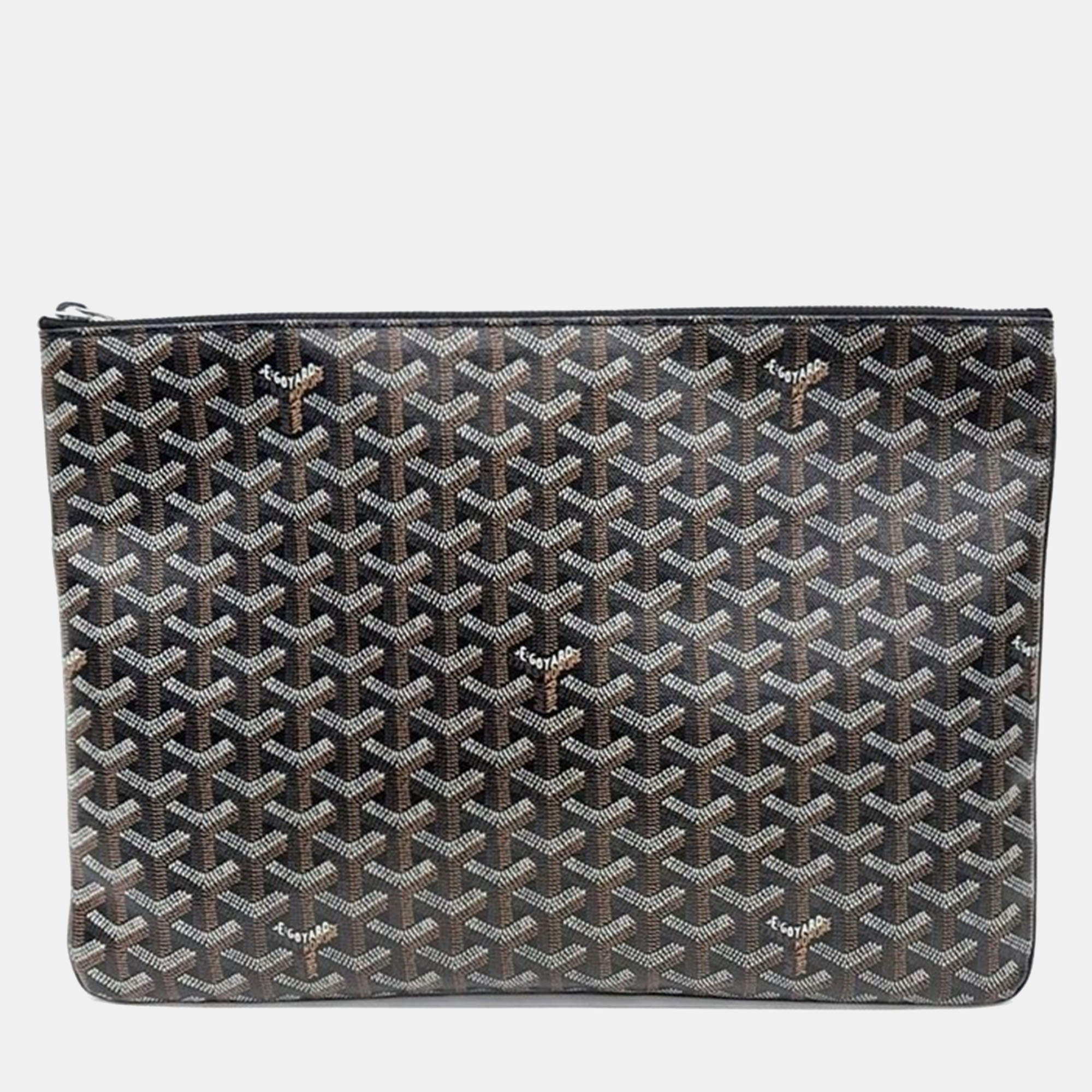 Goyard Black Goyardine Canvas Senat MGM Pouch