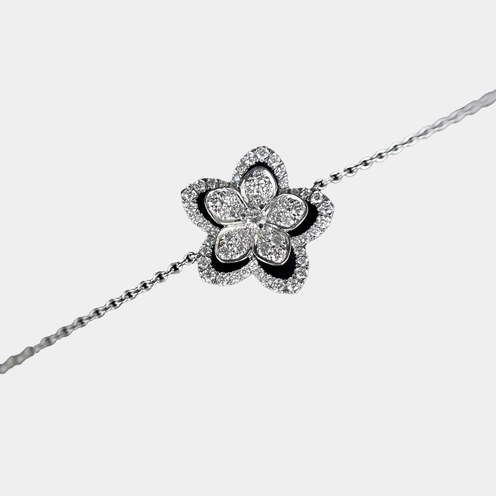Graff 18K White Gold Diamond Wild Flower Floral Bracelet