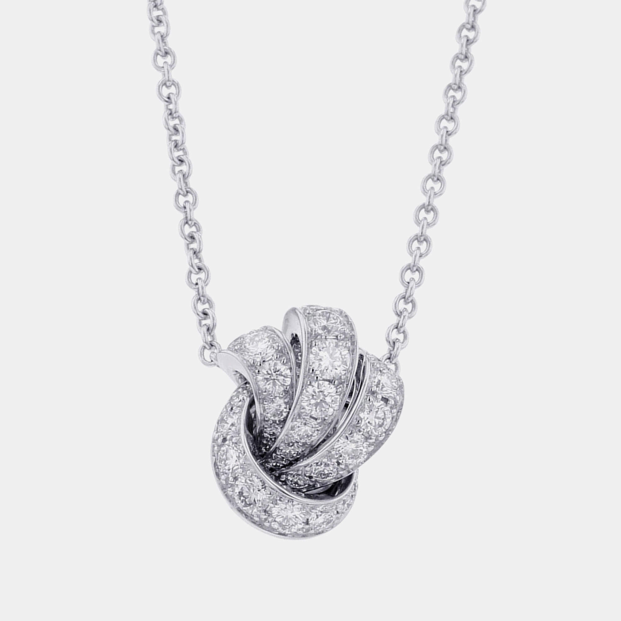 مملوكة مسبقًا Graff Tilda's Bow Pave 18K White Gold Diamond Pendant Necklace