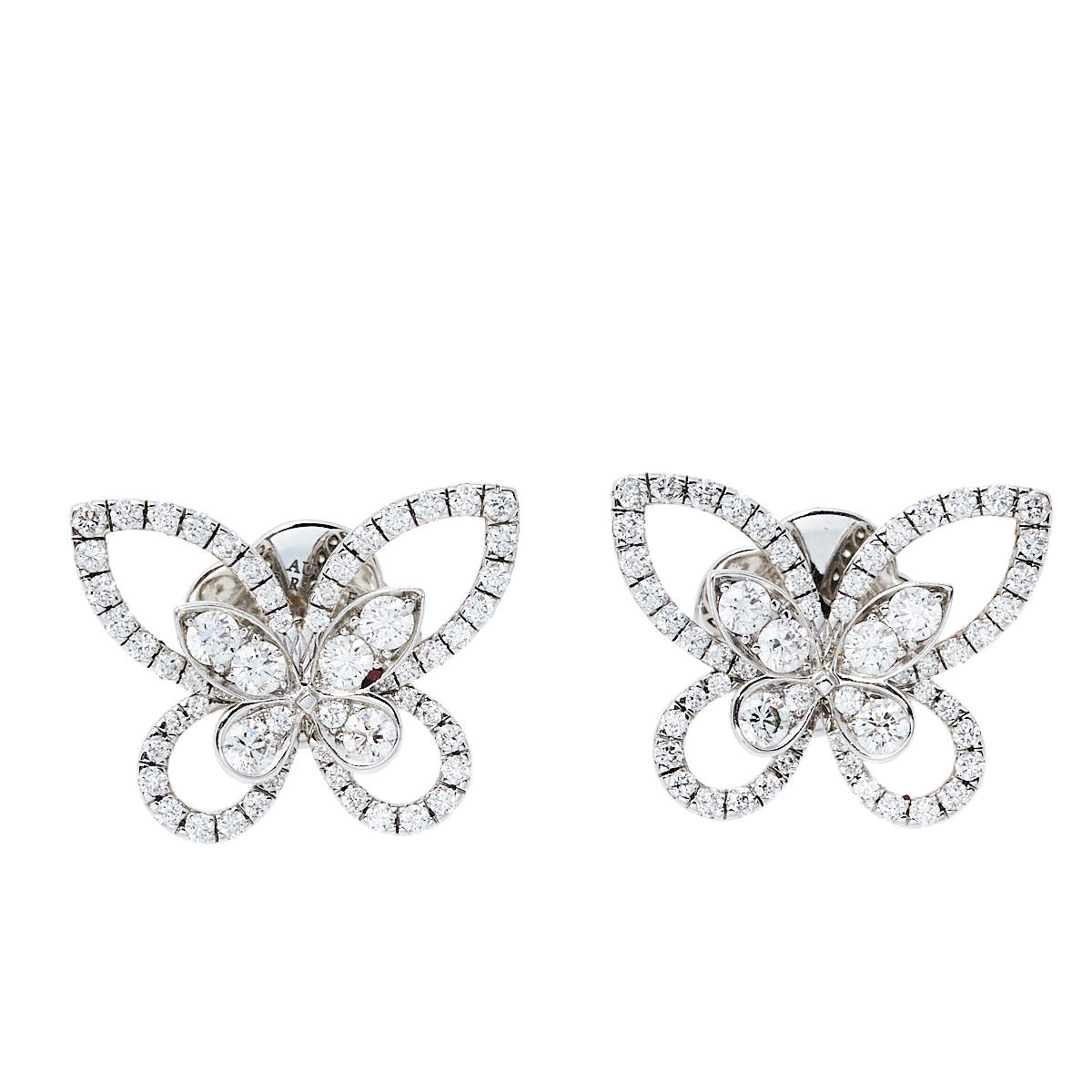 Graff Butterfly Silhouette Diamond 18K White Gold Stud Earrings Graff | TLC