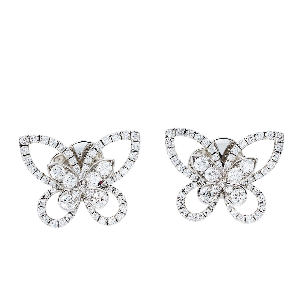 Pre Owned Graff Butterfly Silhouette Diamond 18K White Gold Stud Earrings