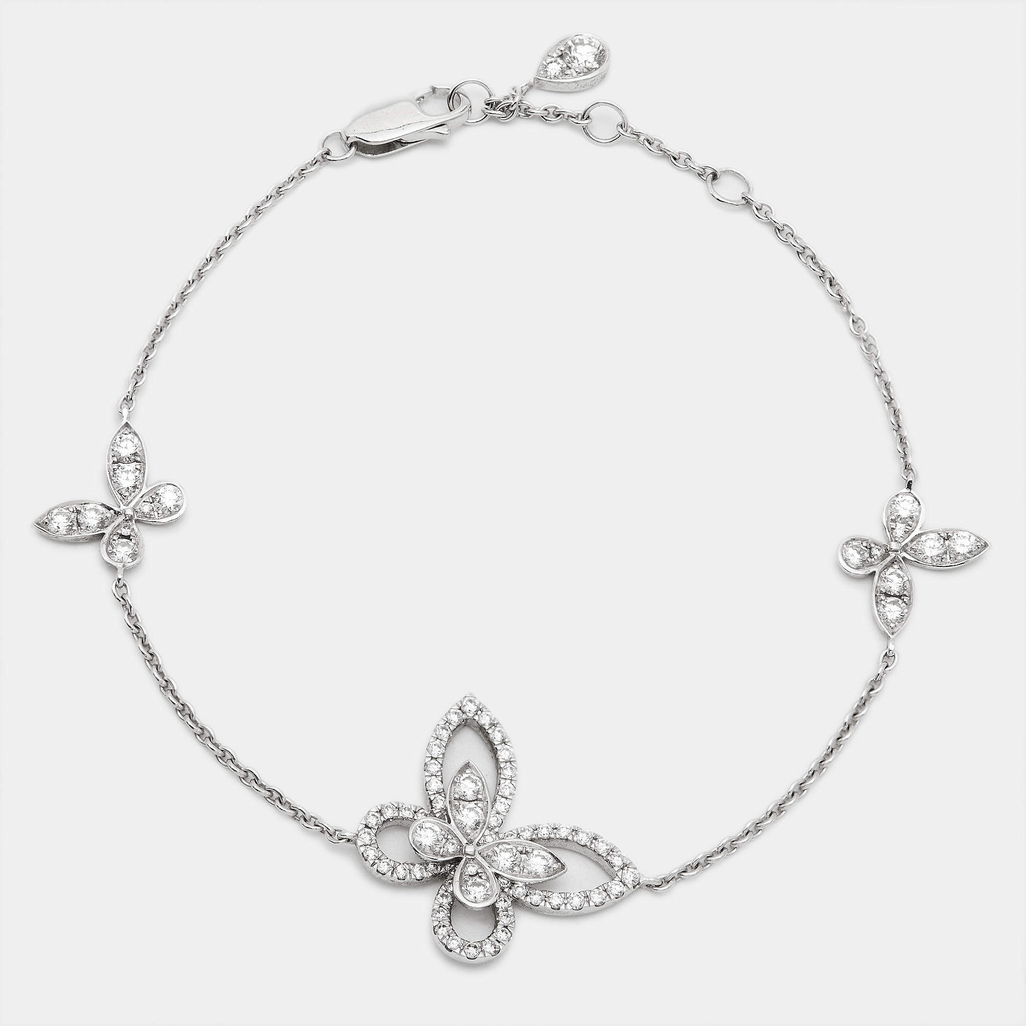 Graff Butterfly Silhouette Diamonds 18k White Gold Bracelet