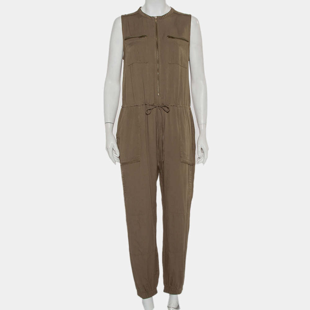 Greylin Military Green Synthetic Sleeveless Klark Jumpsuit M