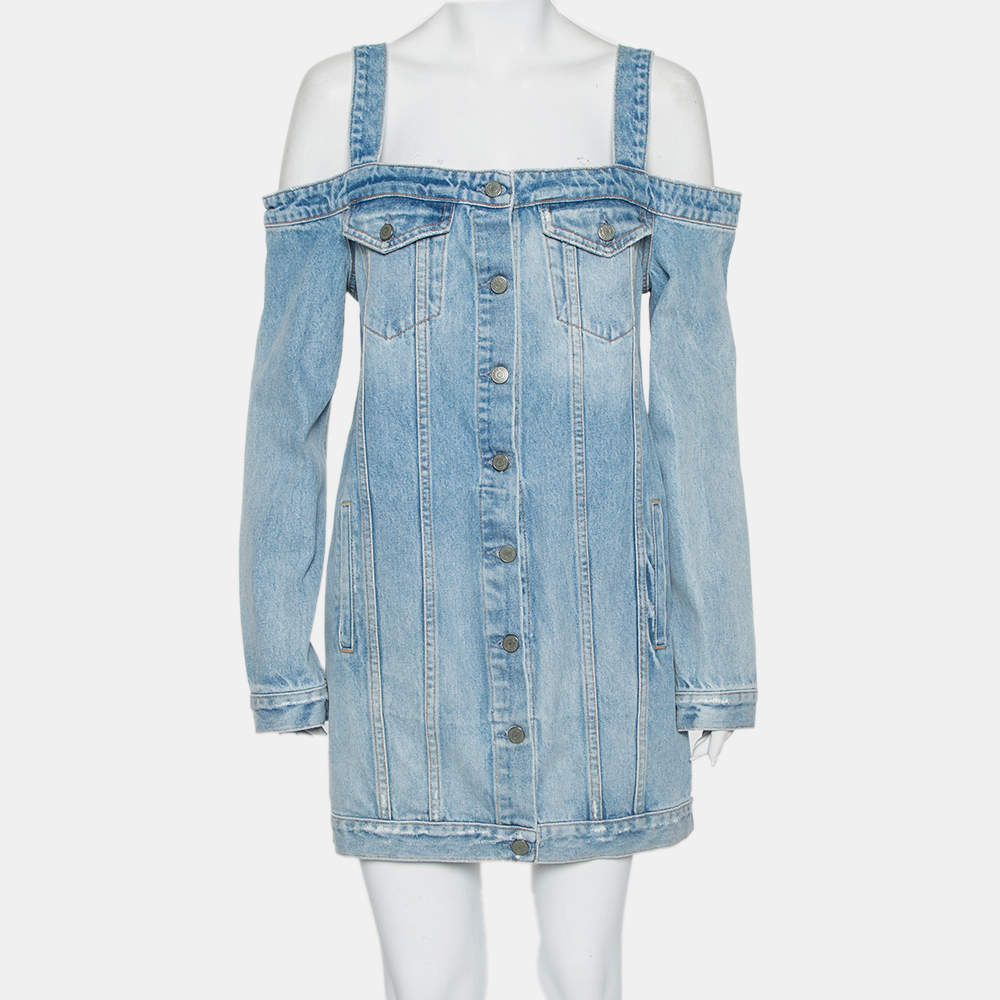 Pre Owned Grlfrnd New Look Denim Click Mini Dress L