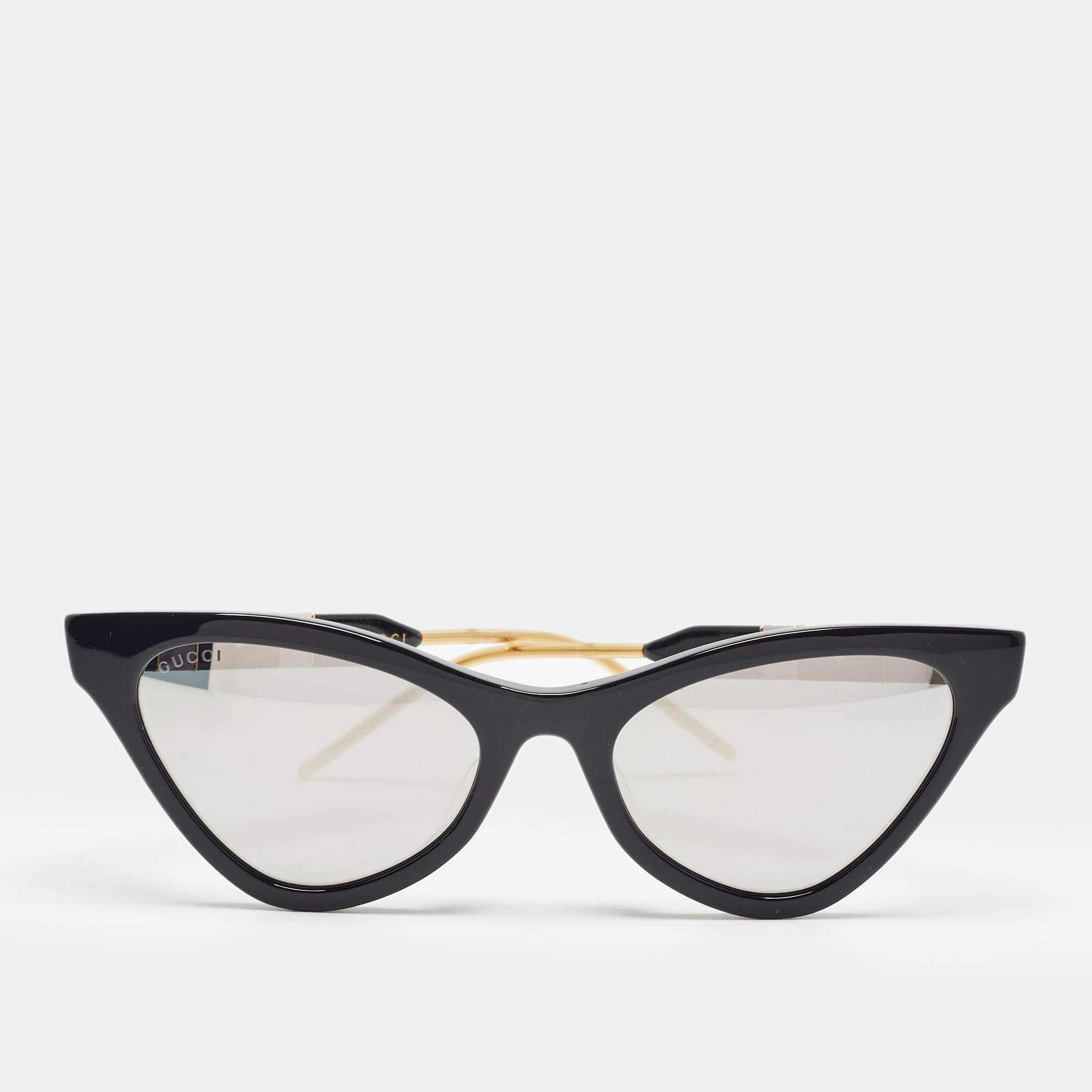 Gucci Black Mirrored GG0597S Interlocking G Crystals Cat Eye Sunglasses