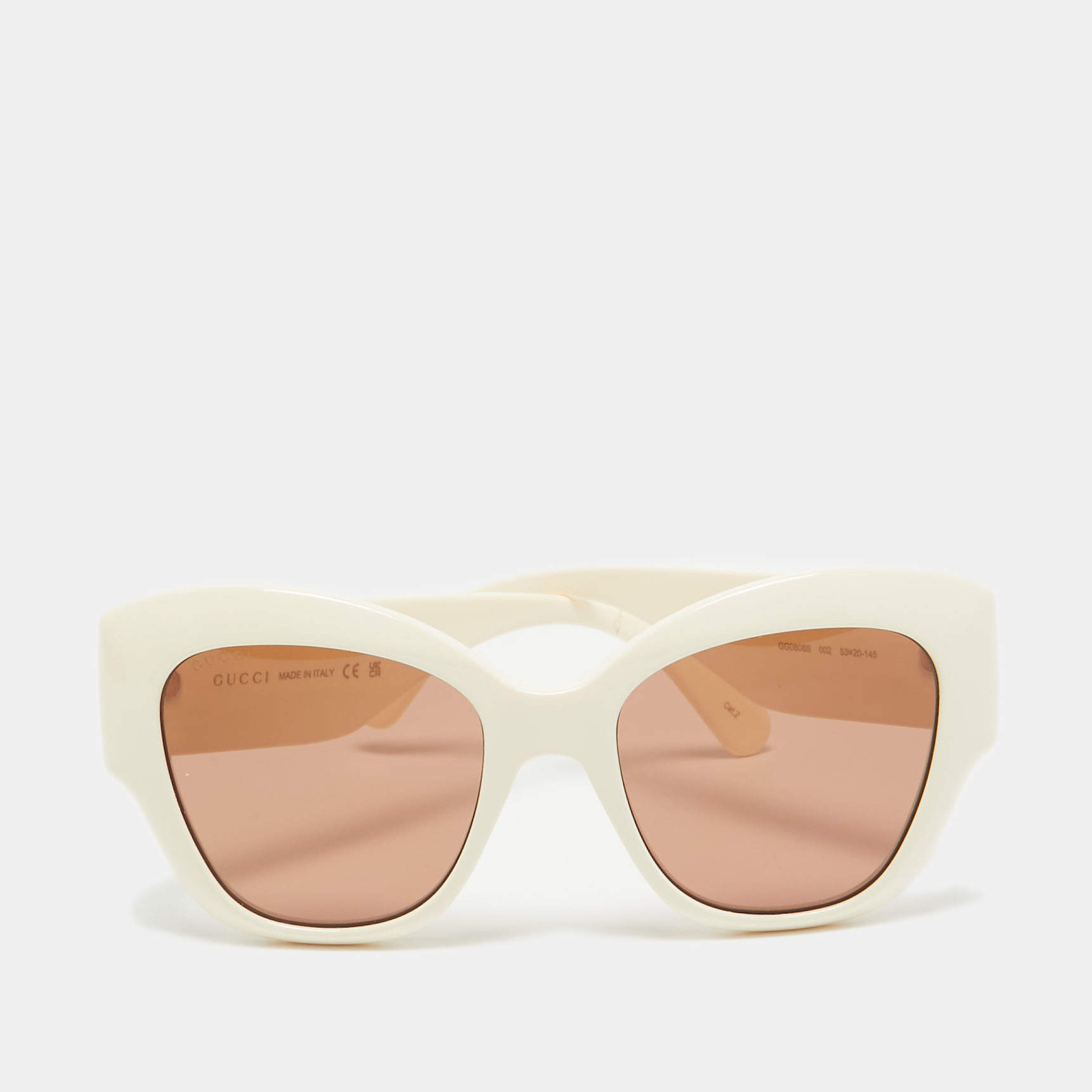 Pre Owned Gucci Off White/Brown GG0808S GG Marmont Butterfly Sunglasses