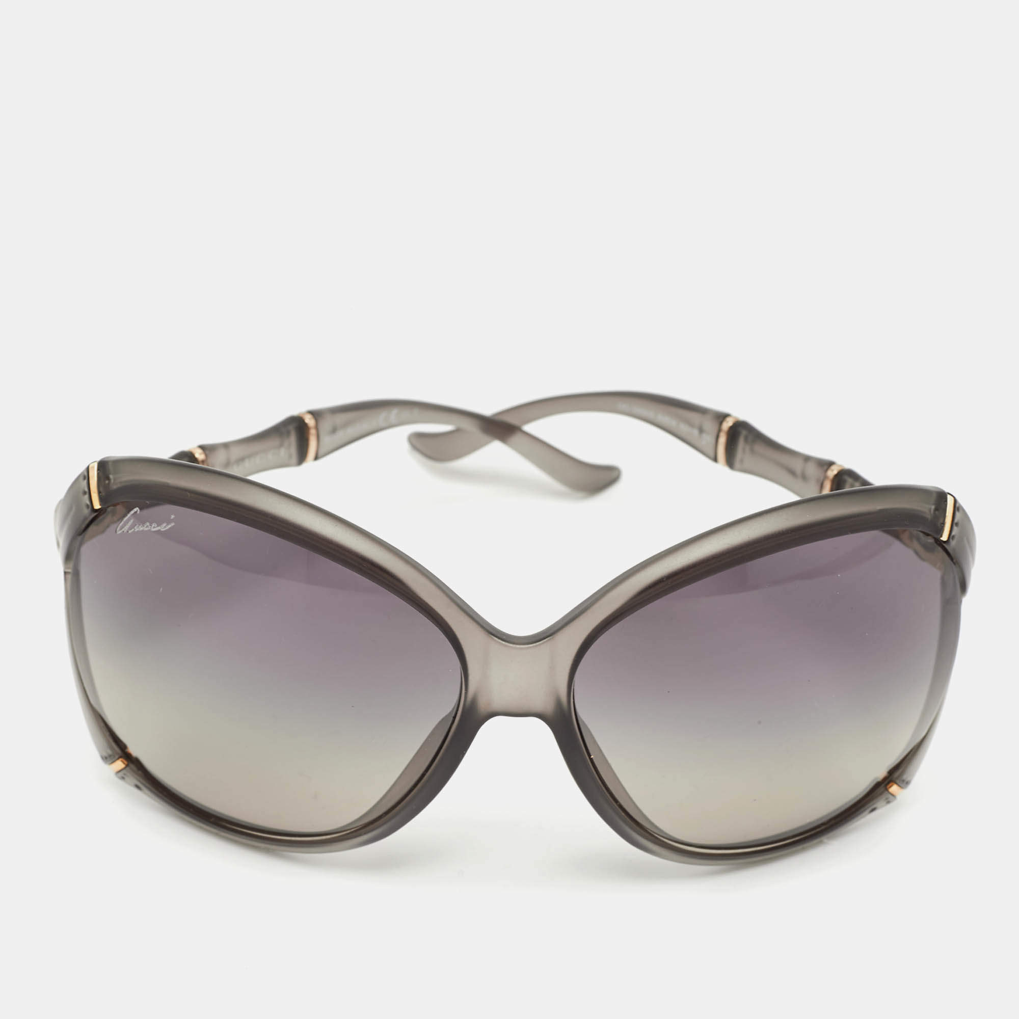 مملوكة مسبقًا Gucci Grey Gradient GG3509/S Bamboo Oversized Sunglasses