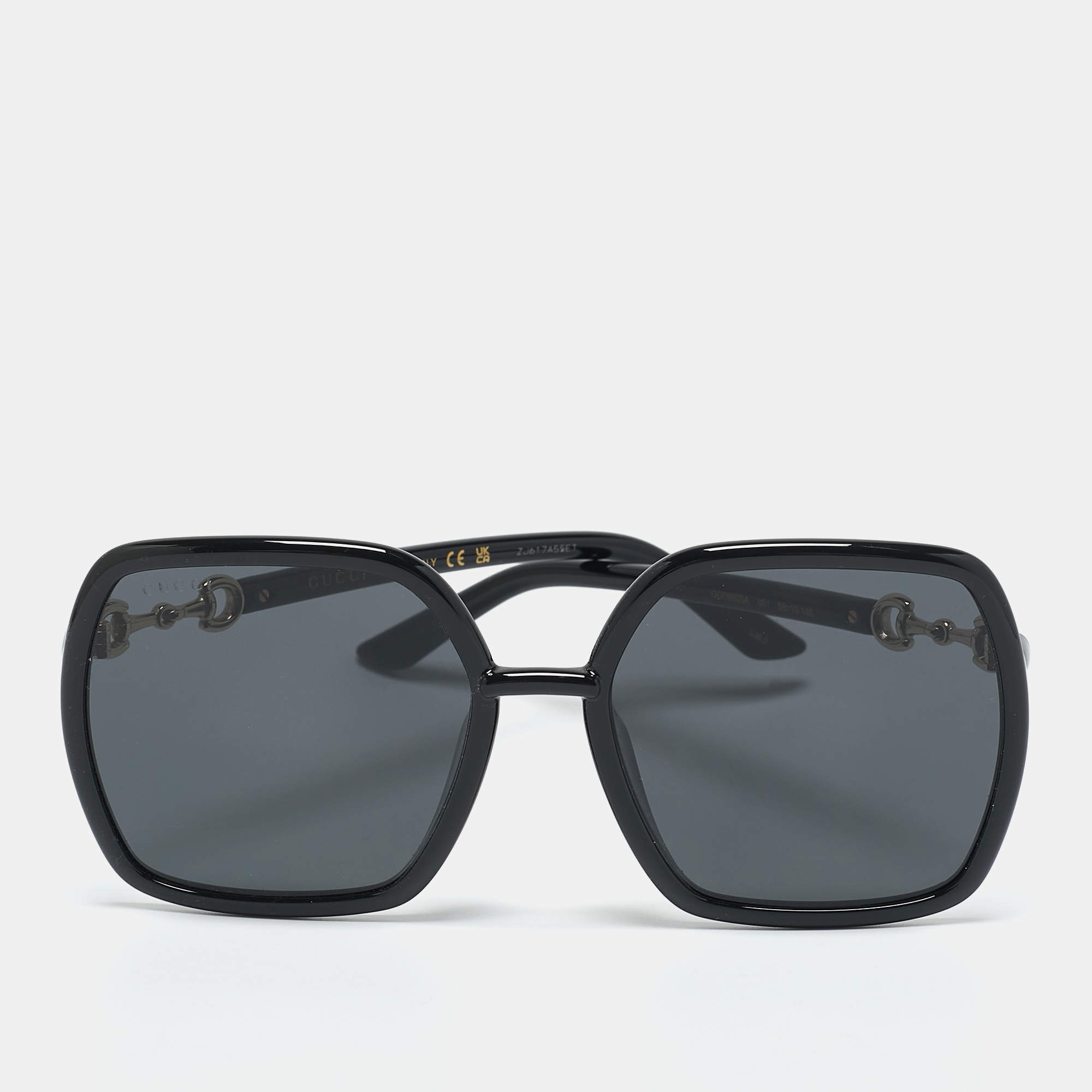 Pre Owned Gucci Black GG0890SA Horsebit Oversized Sunglasses