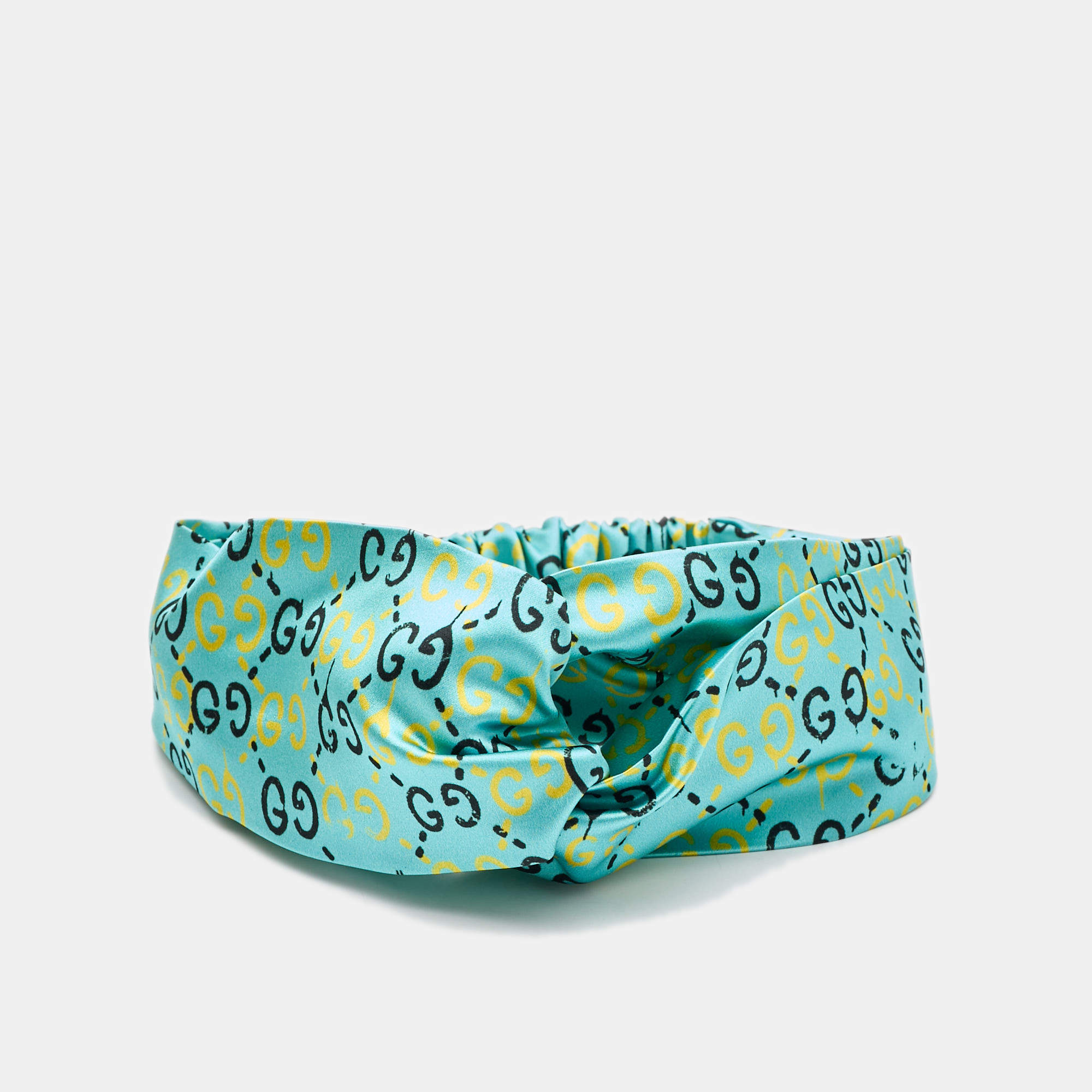 Pre Owned Gucci Blue GG Ghost Silk Headband M