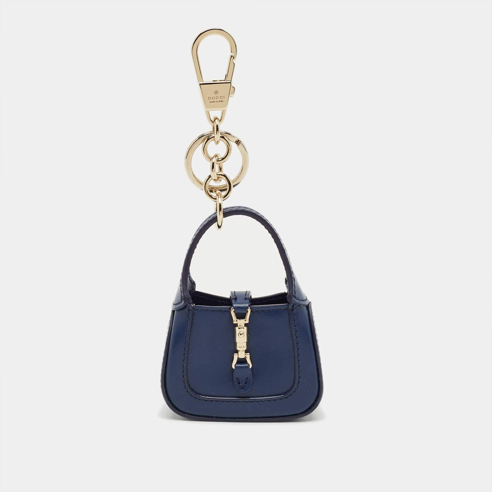 Pre Owned Gucci Blue Leather Jackie 1961 Keychain