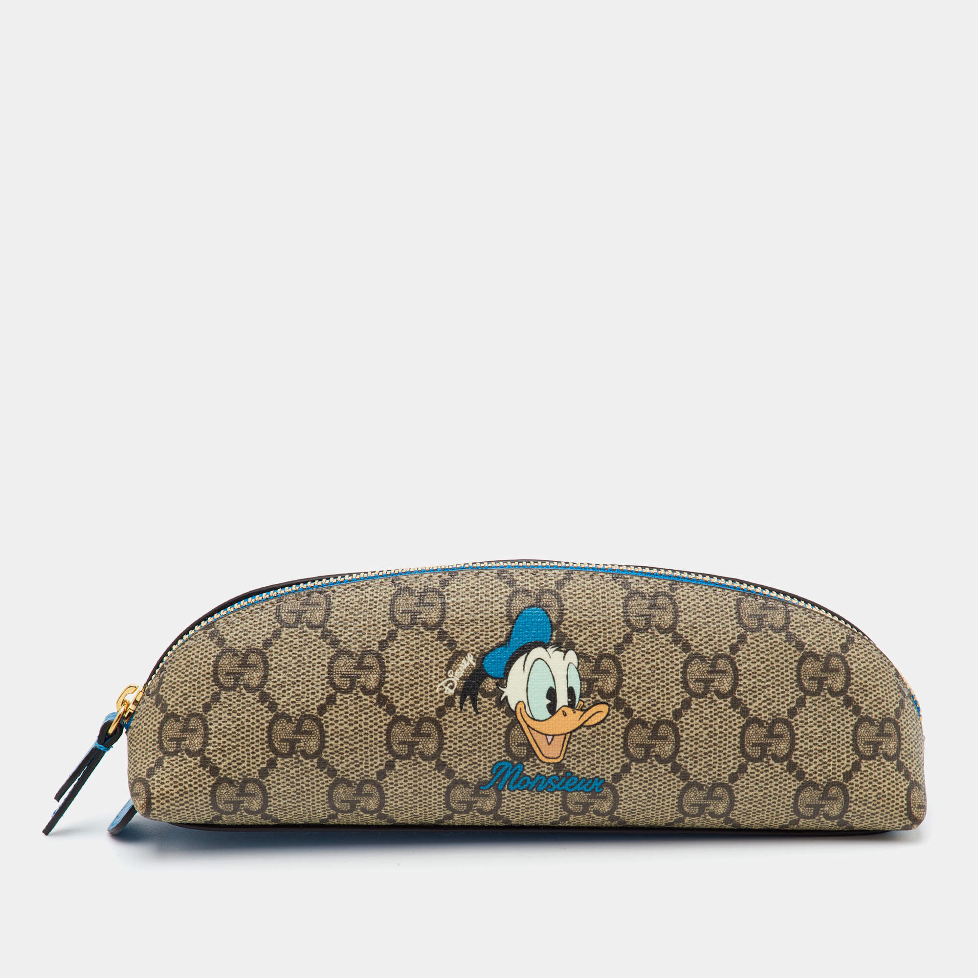 مملوكة مسبقًا Gucci x Disney Donald Duck Beige/Blue GG Supreme Canvas and Leather Pencil Case