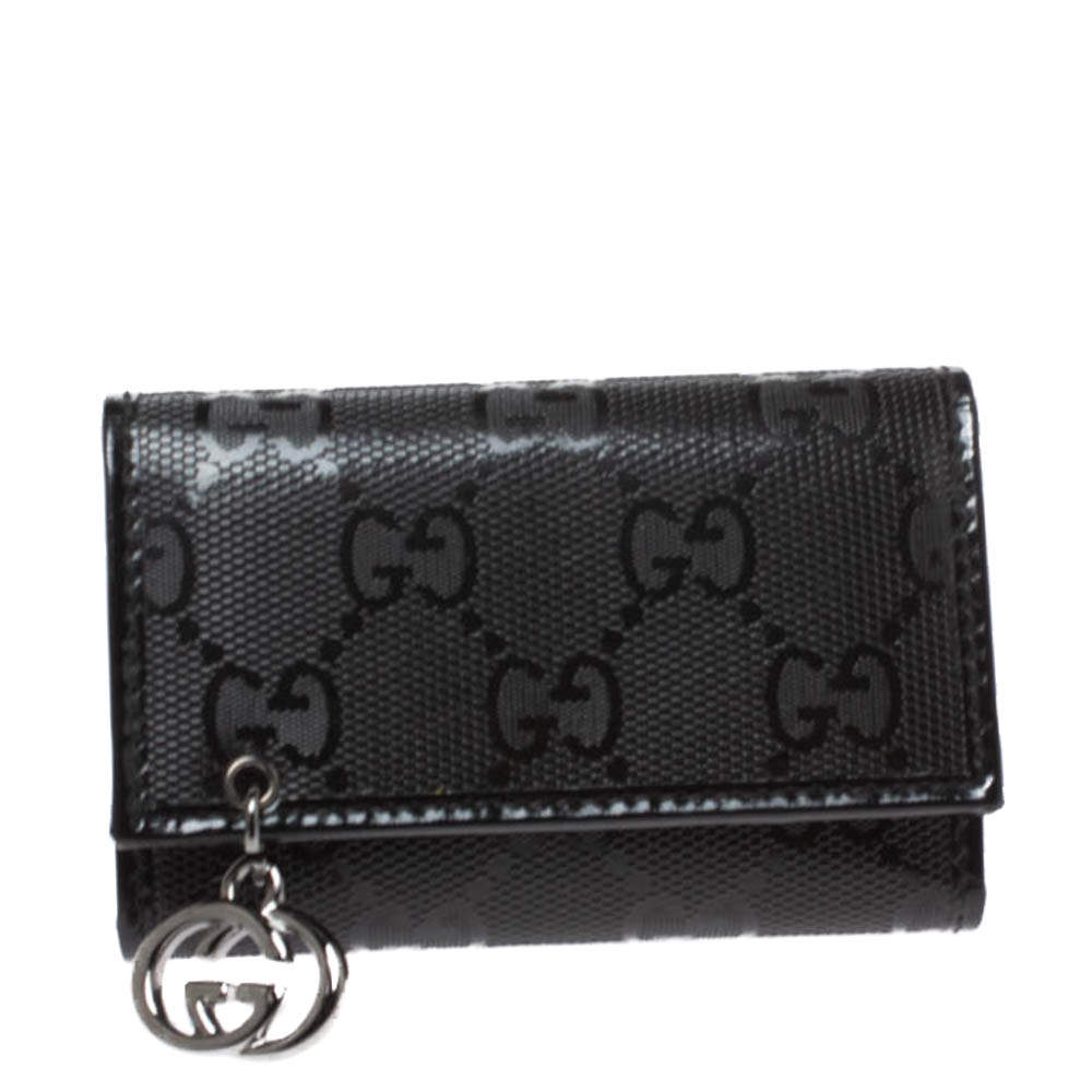 Pre Owned حافظة مفتاح غوتشي كانفاس إمبرايم جي جي سوداء