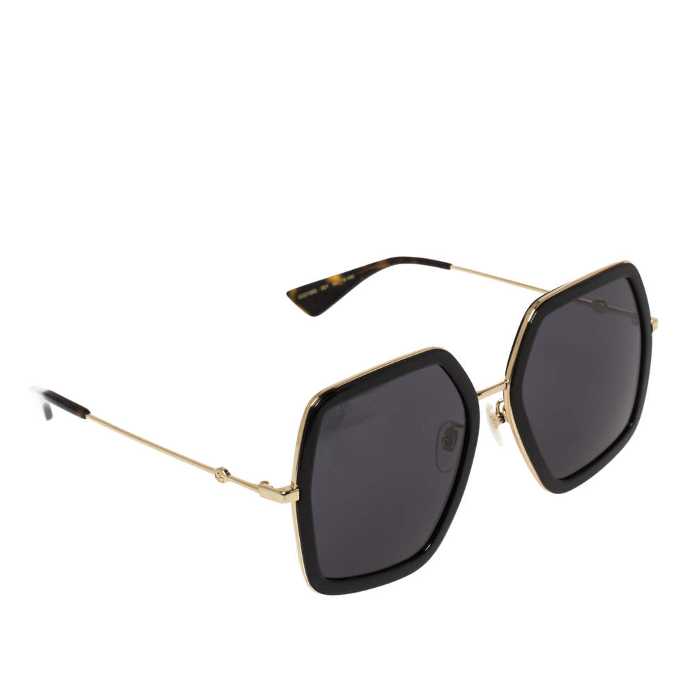 مملوكة مسبقًا Gucci Gold Tone/ Grey GG0106S Oversized Sunglasses