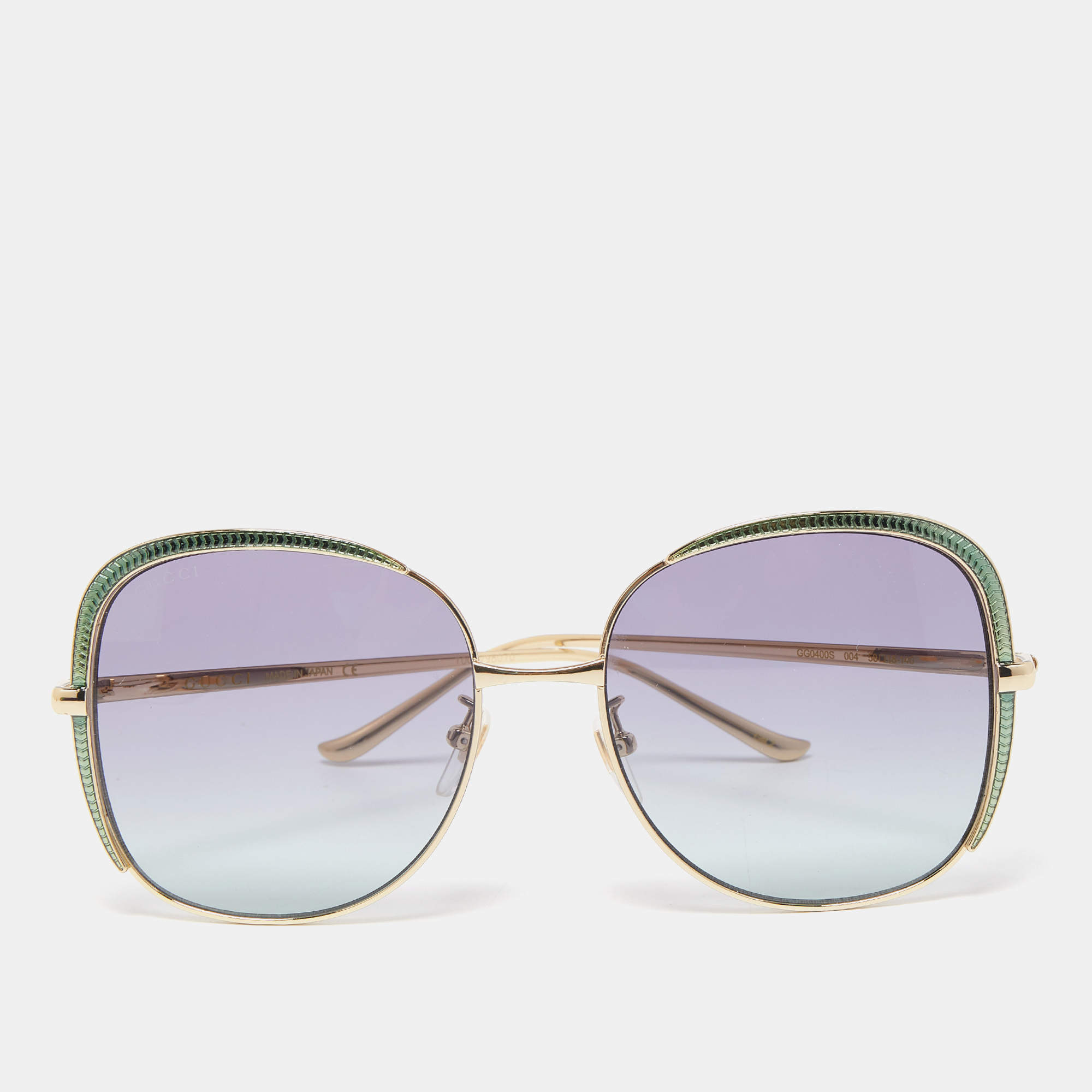 Pre Owned Gucci Gold Gradient Frame Rectangular Sunglasses