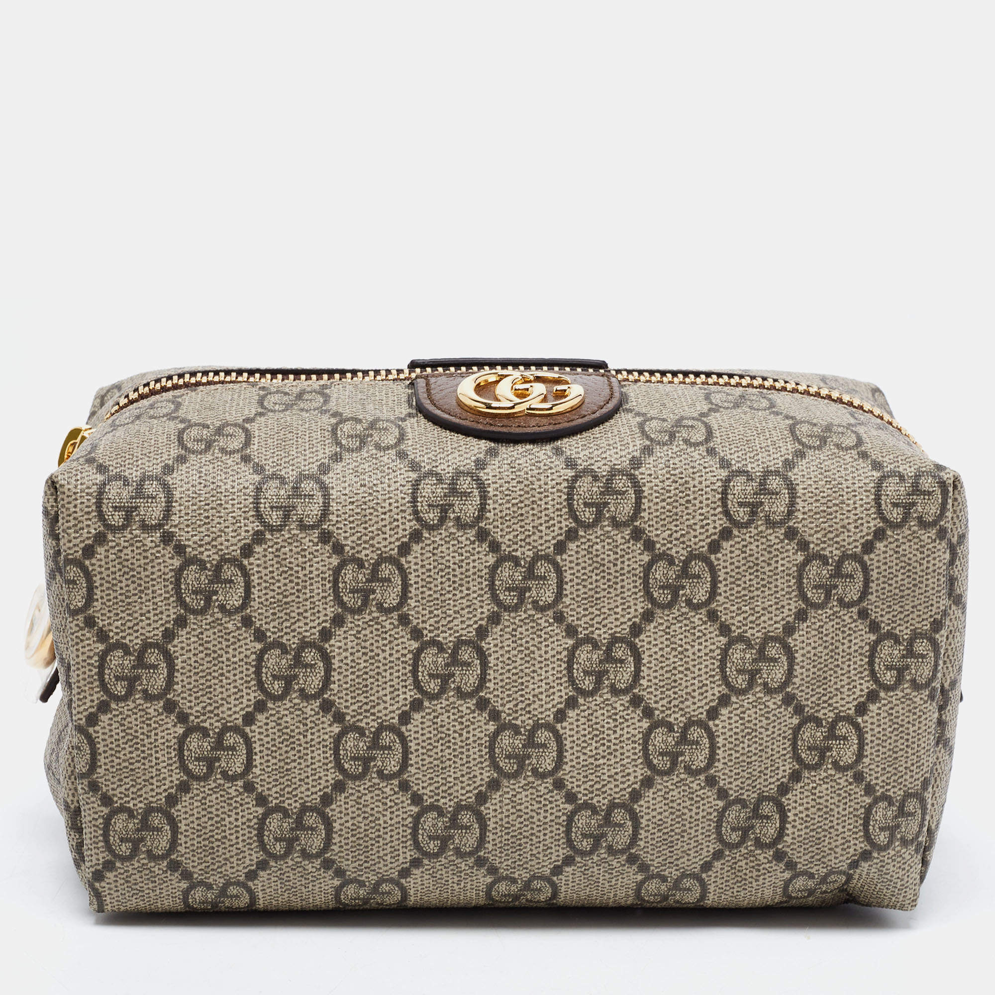 Gucci Beige GG Supreme Canvas Ophidia Cosmetic Case