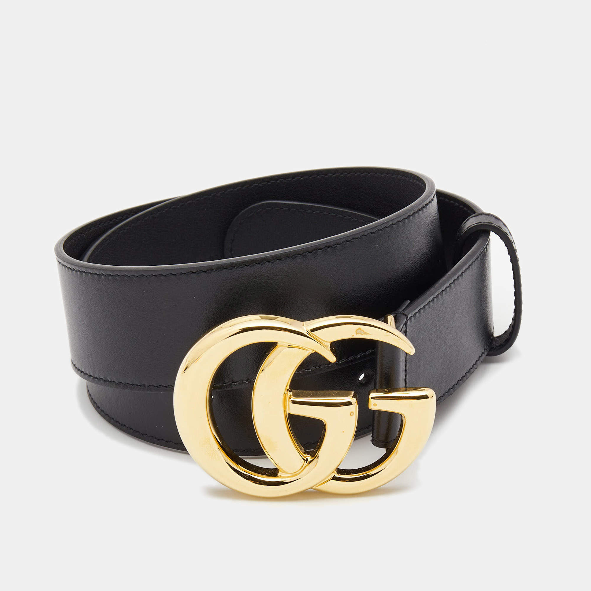 Gucci Black Leather GG Marmont Belt 80 CM Gucci