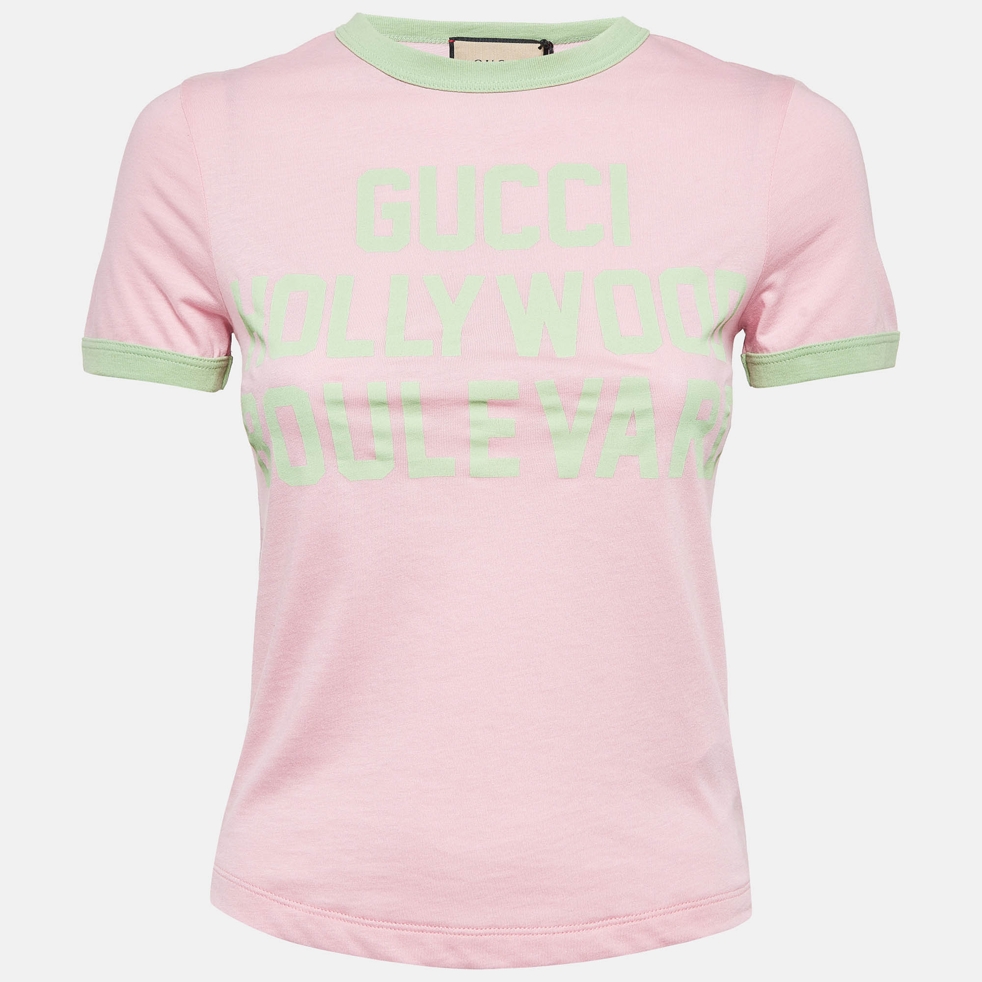 Gucci Sugar Pink Printed Cotton Knit T-Shirt XXS