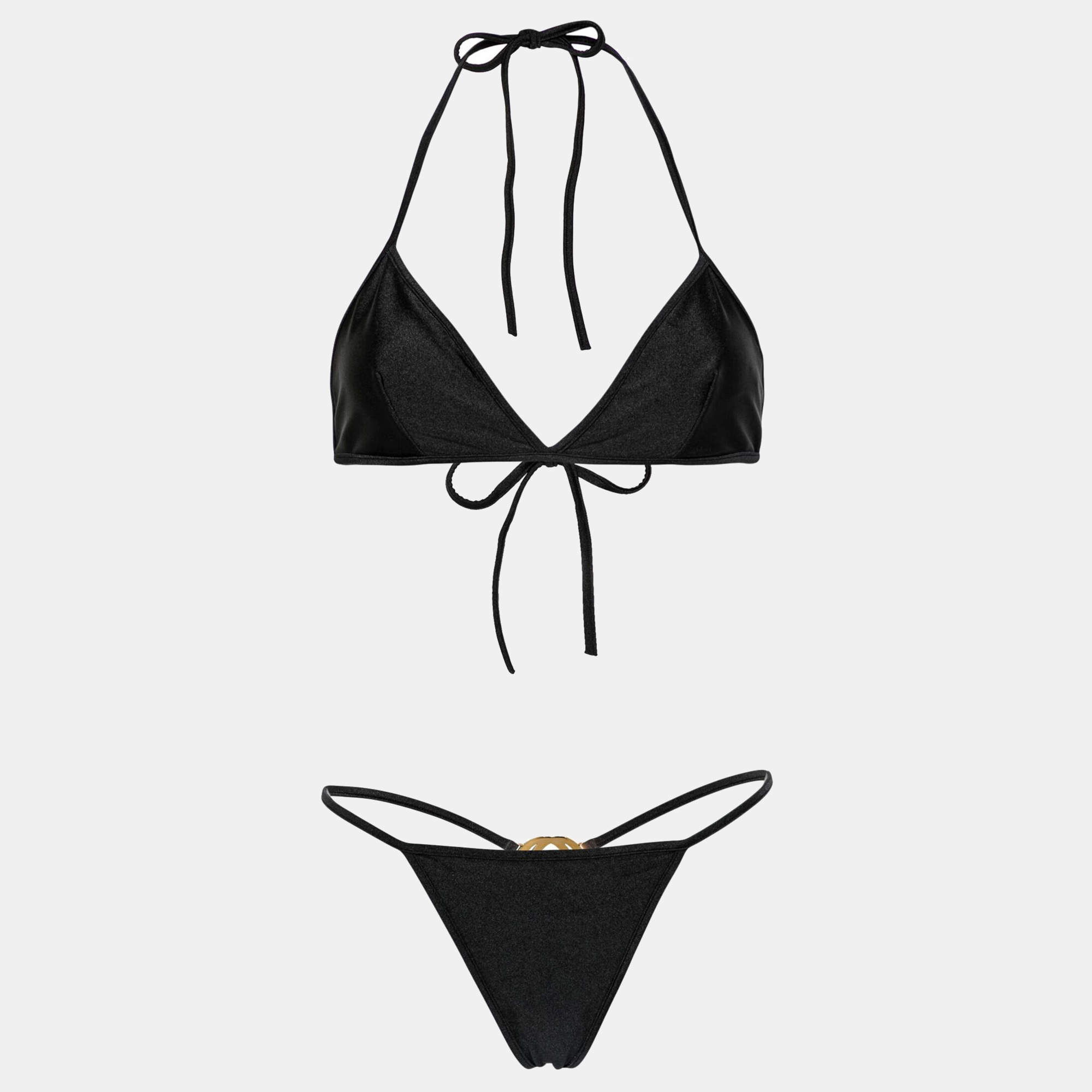 Gucci Black Jersey Interlocking G Bikini L