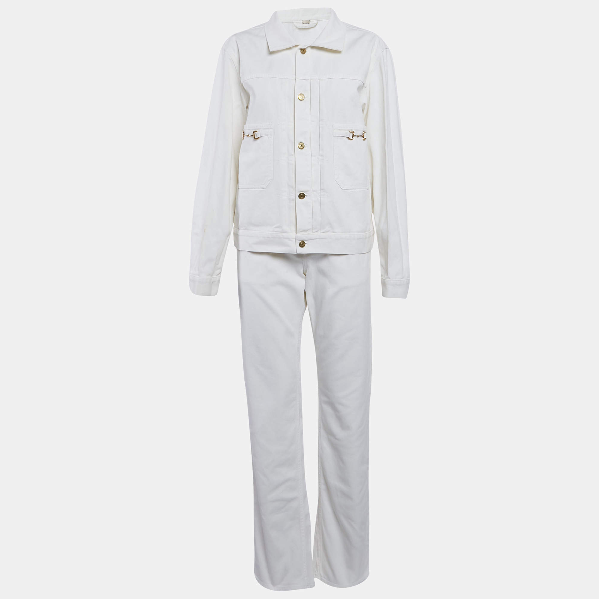 Gucci White Denim Jacket and Jeans Set L Waist 34"