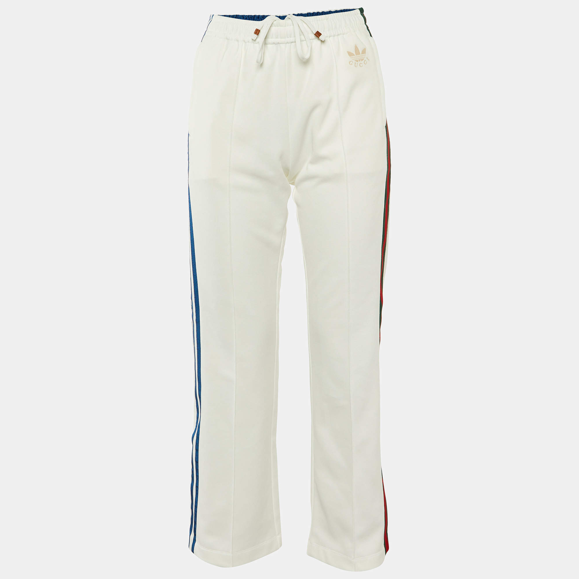 Gucci x Adidas White Jersey Striped Track Pants S