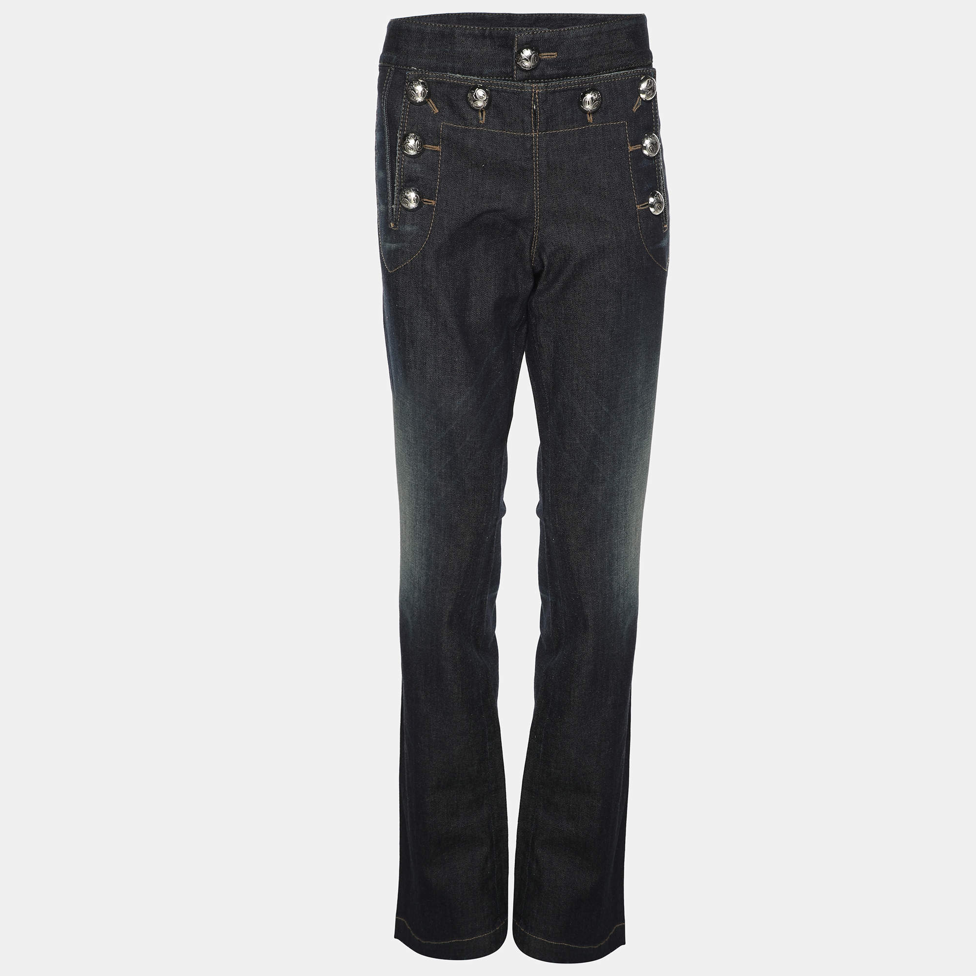 Gucci Faded Navy Blue Denim Sailor Flare Jeans M