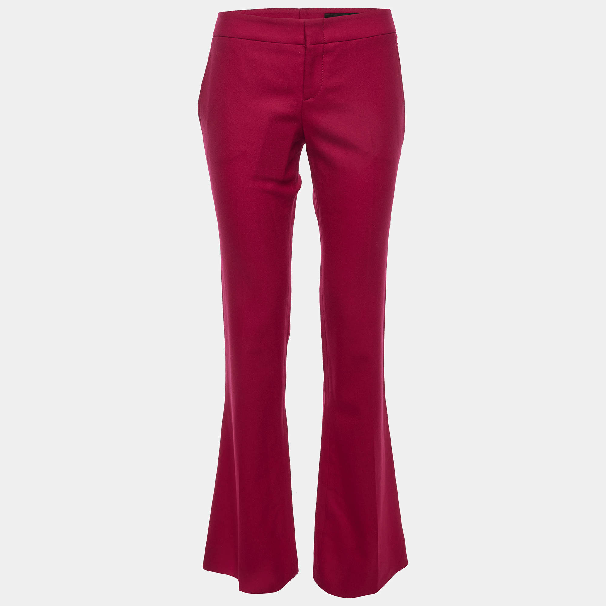 Pre Owned Gucci Raspberry Pink Wool Flared Trousers S