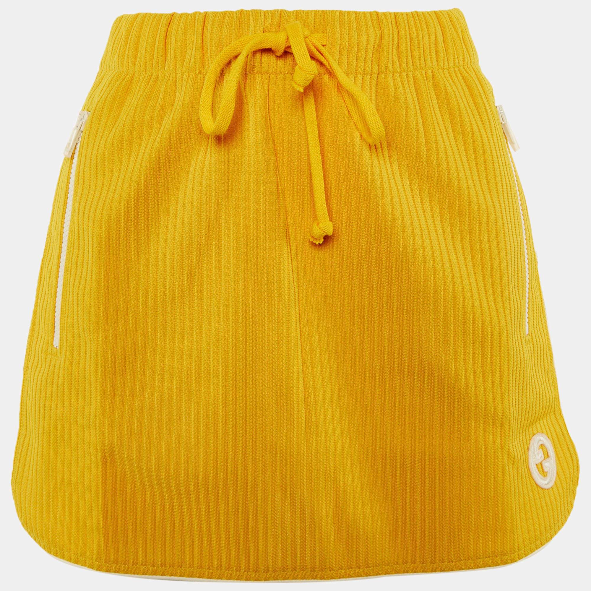 Pre Owned Gucci Yellow Ribbed Knit Mini Skirt L