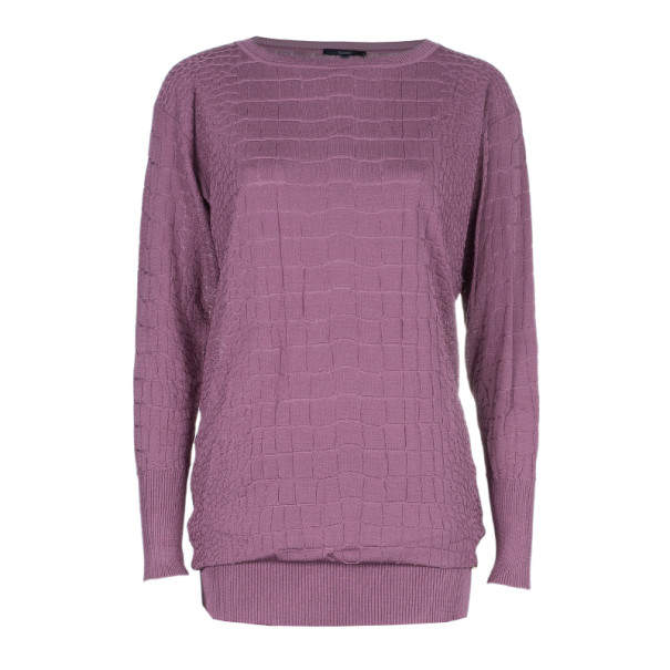 Pre Owned Gucci Mauve Textured Knit Top M