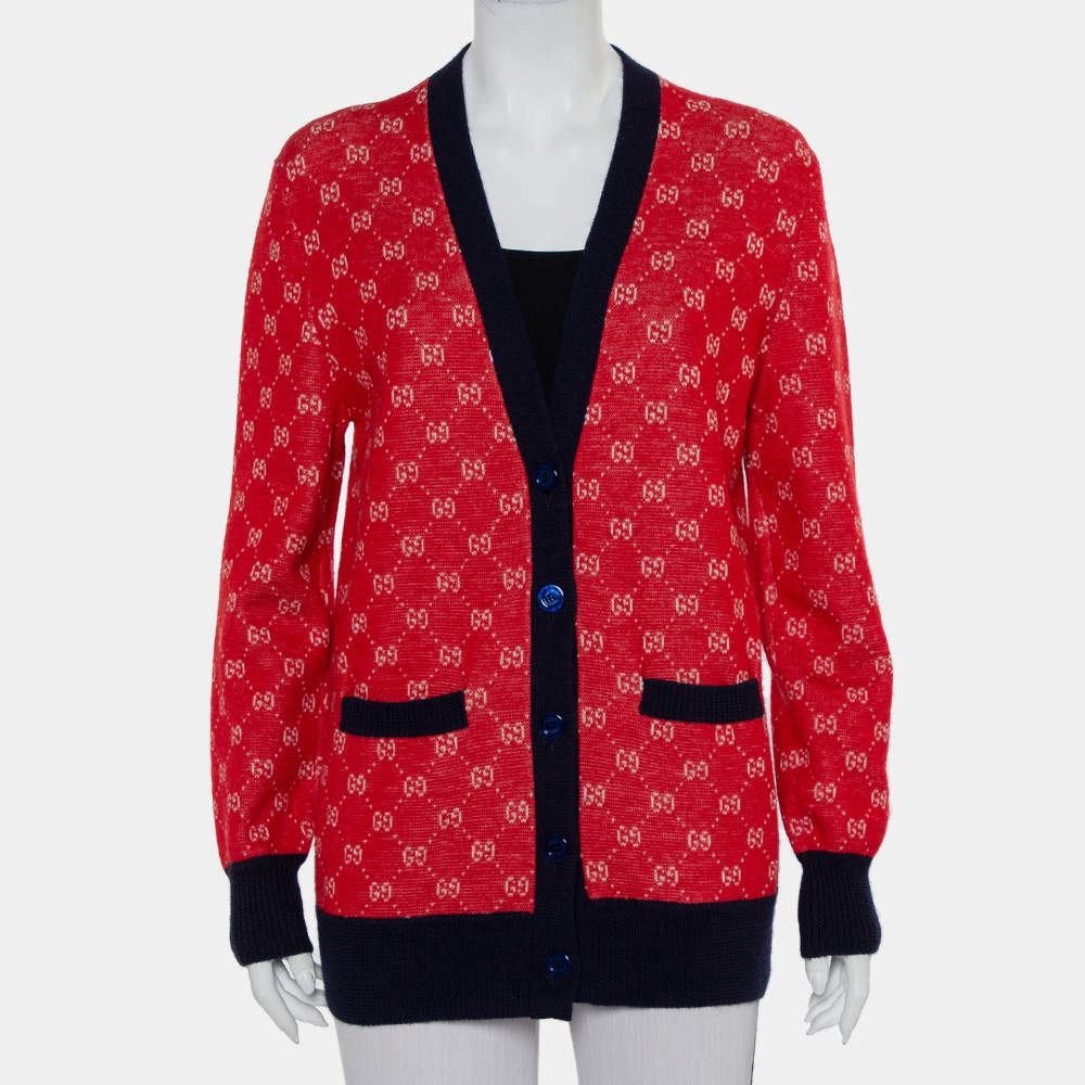 Gucci Red Wool & Alpaca Button Front Cardigan XS