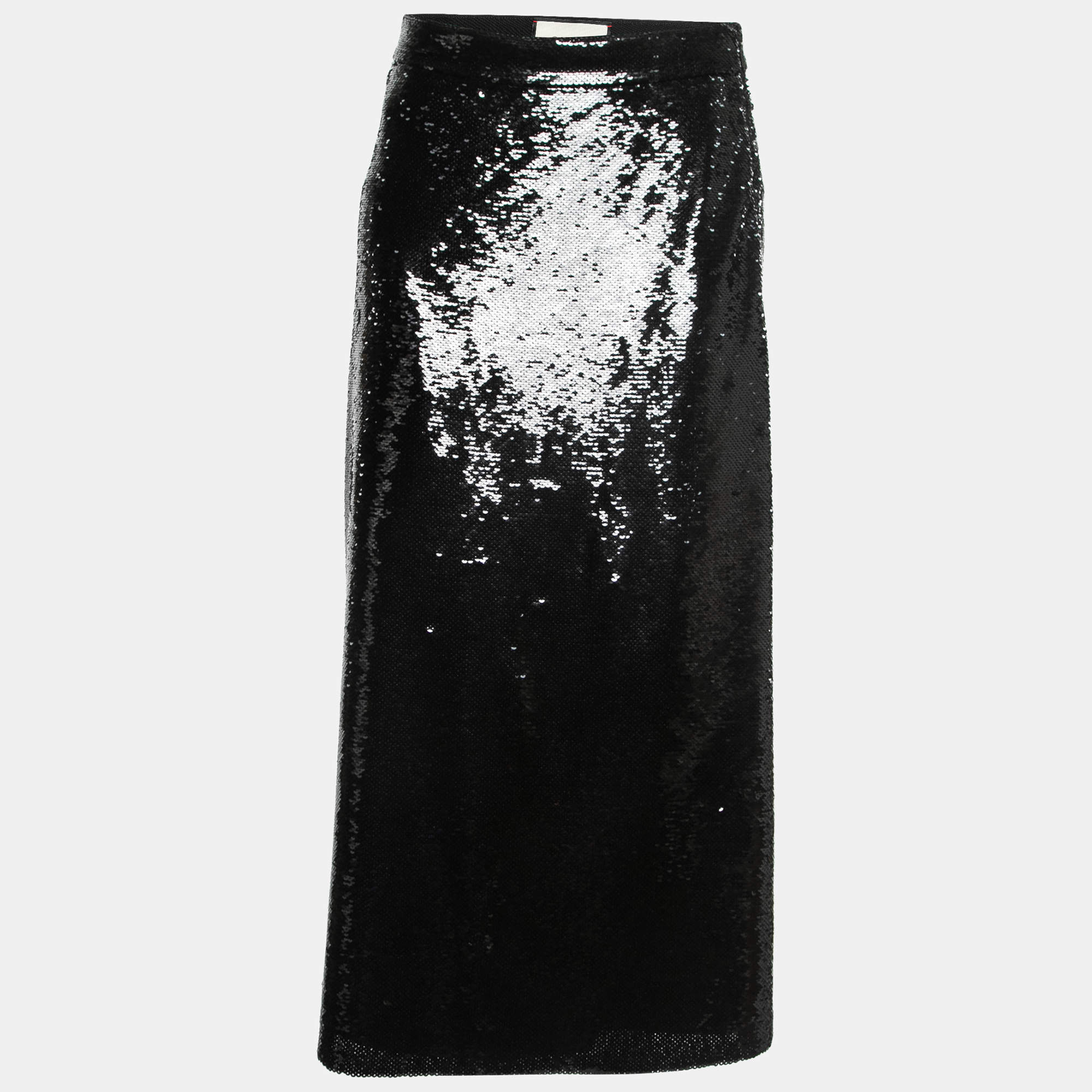 Pre Owned Gucci Black Sequined Midi Skirt M
