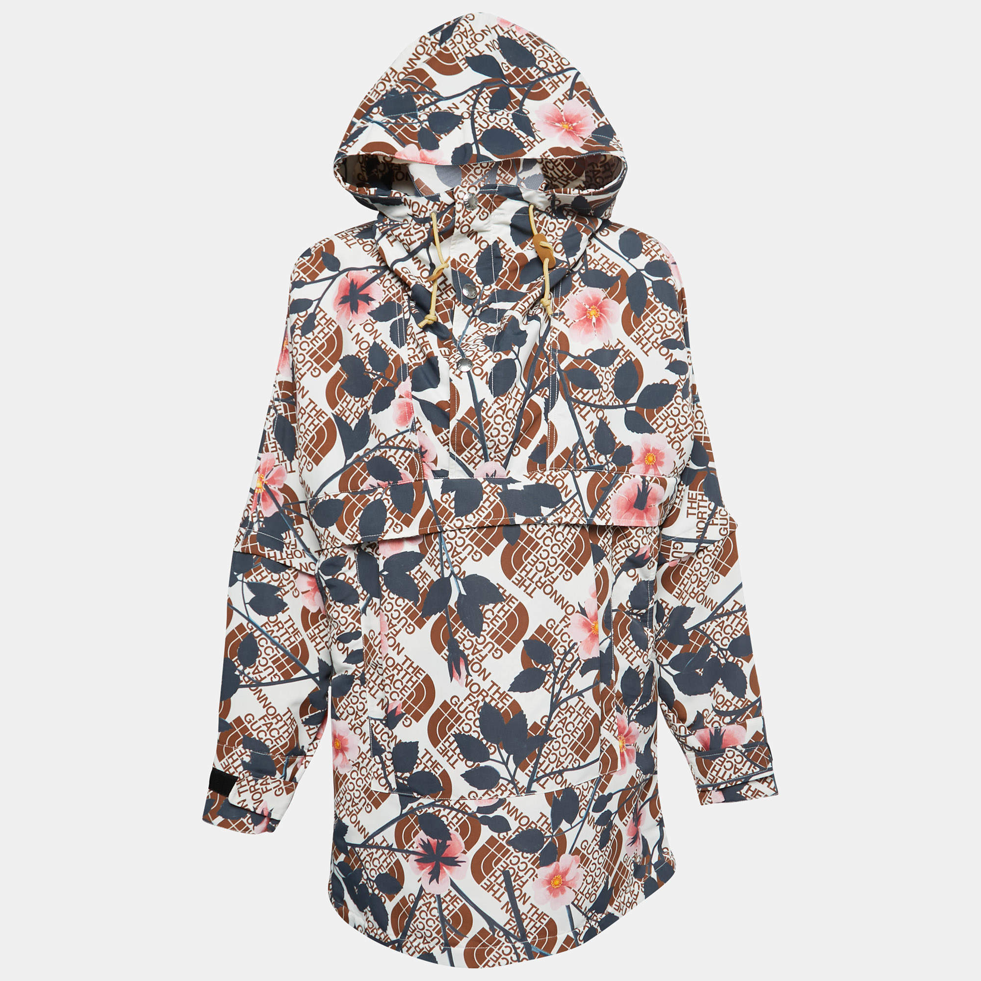 Gucci X North Face Multicolor Floral Print Synthetic Hooded Jacket XXS