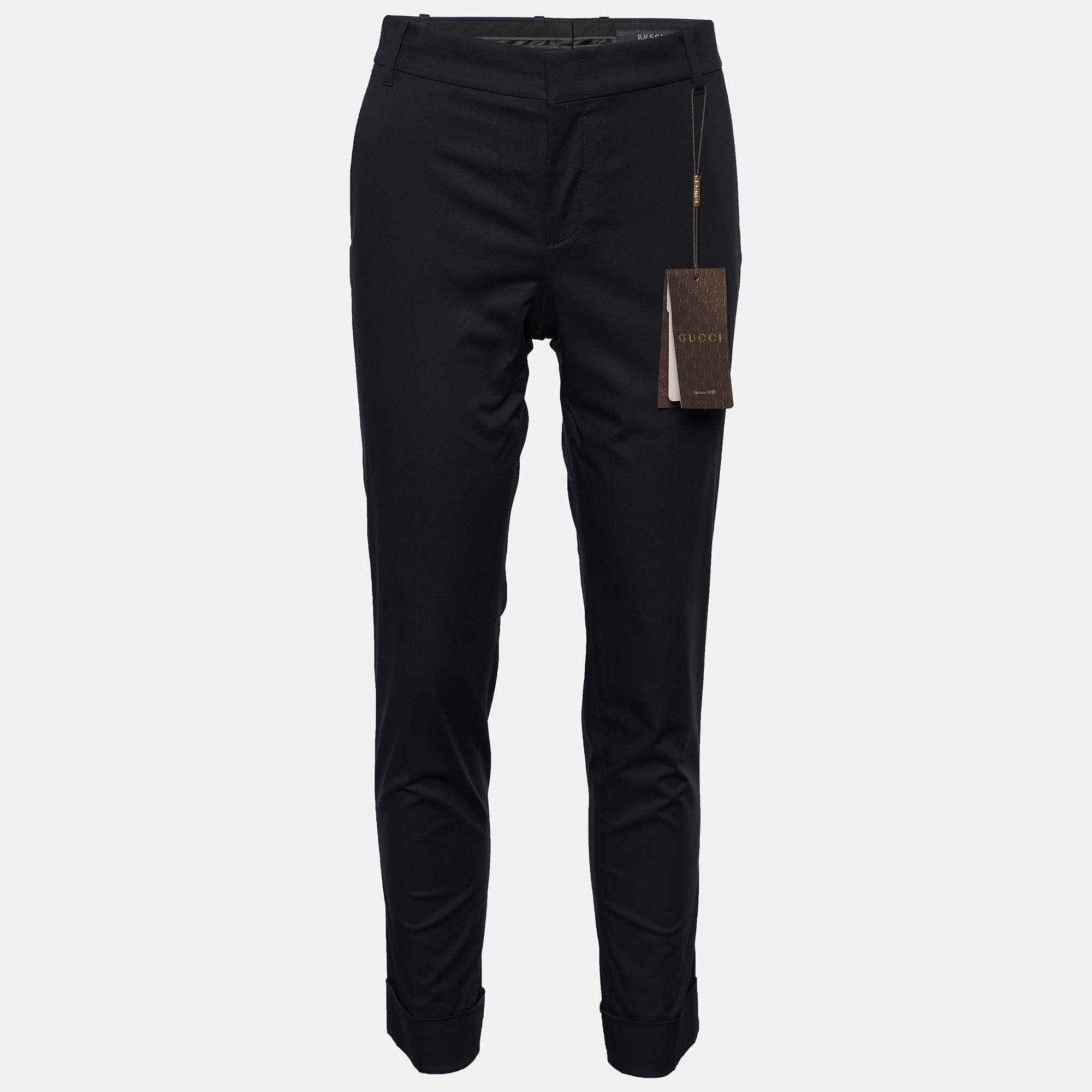 Gucci Black Cotton Straight Leg Pants S