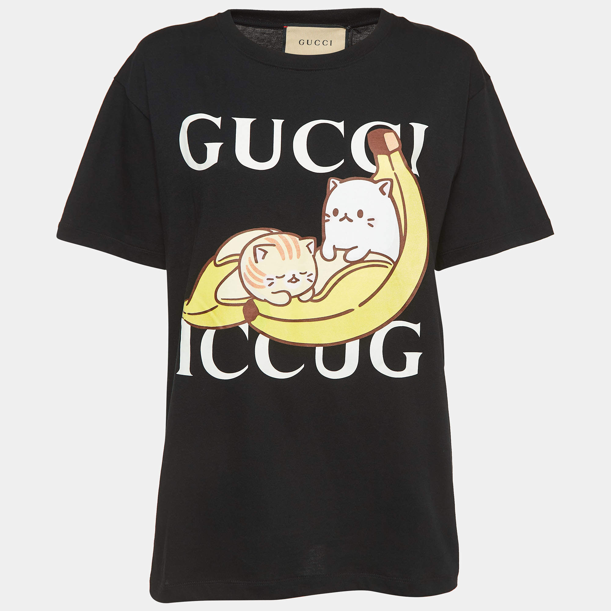 Gucci X Bananya Black Printed Cotton Jersey T-Shirt XS