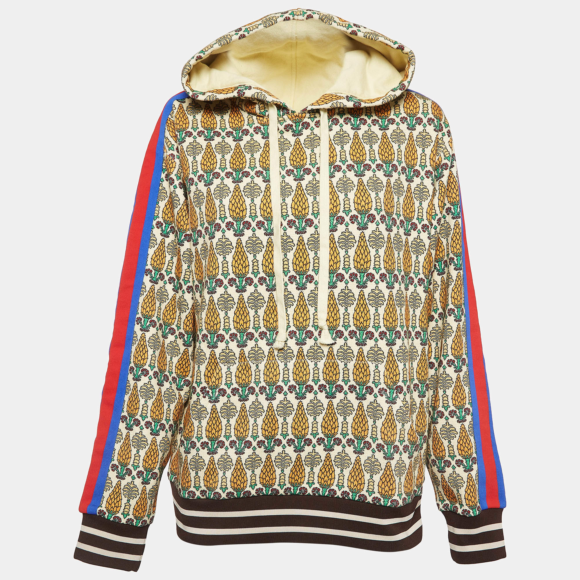 Gucci Multicolor Garden Print Felted Cotton Hoodie XS