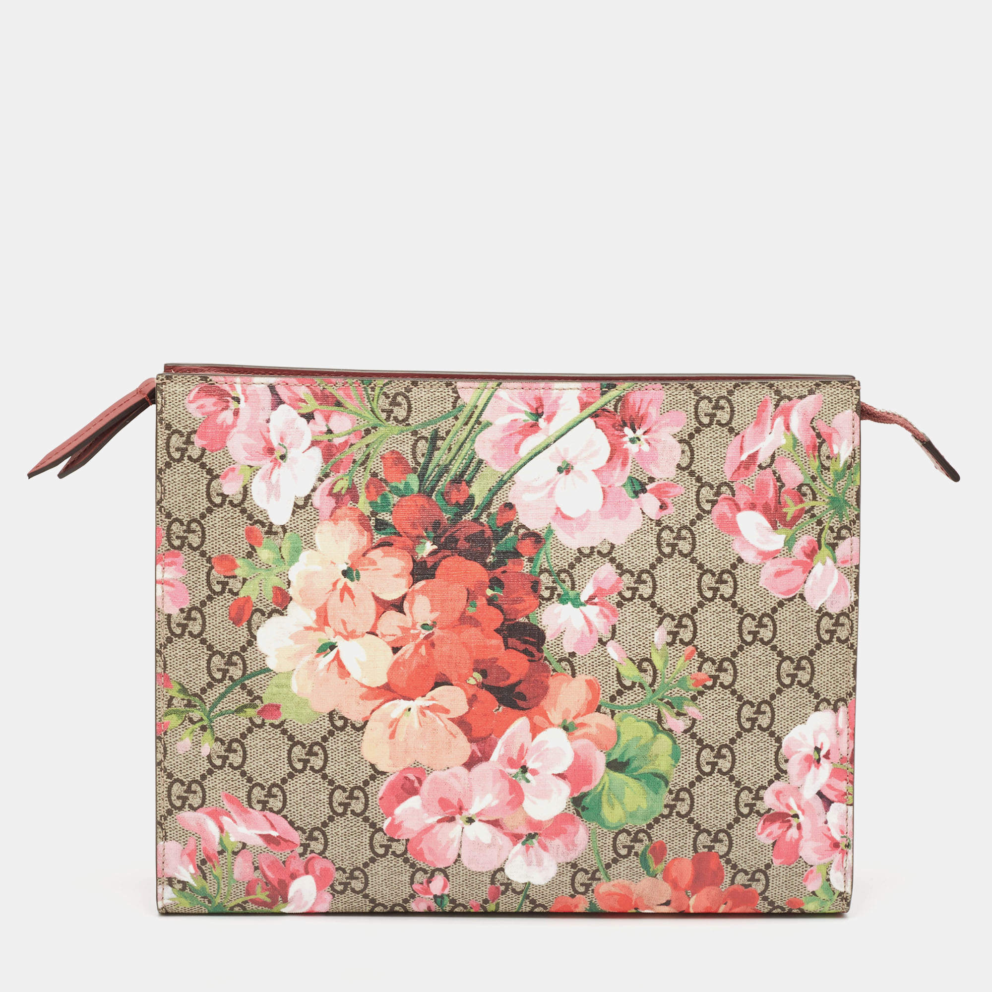 Pre Owned Gucci Multicolor GG Supreme Blooms Printed Canvas and Leather Pouch