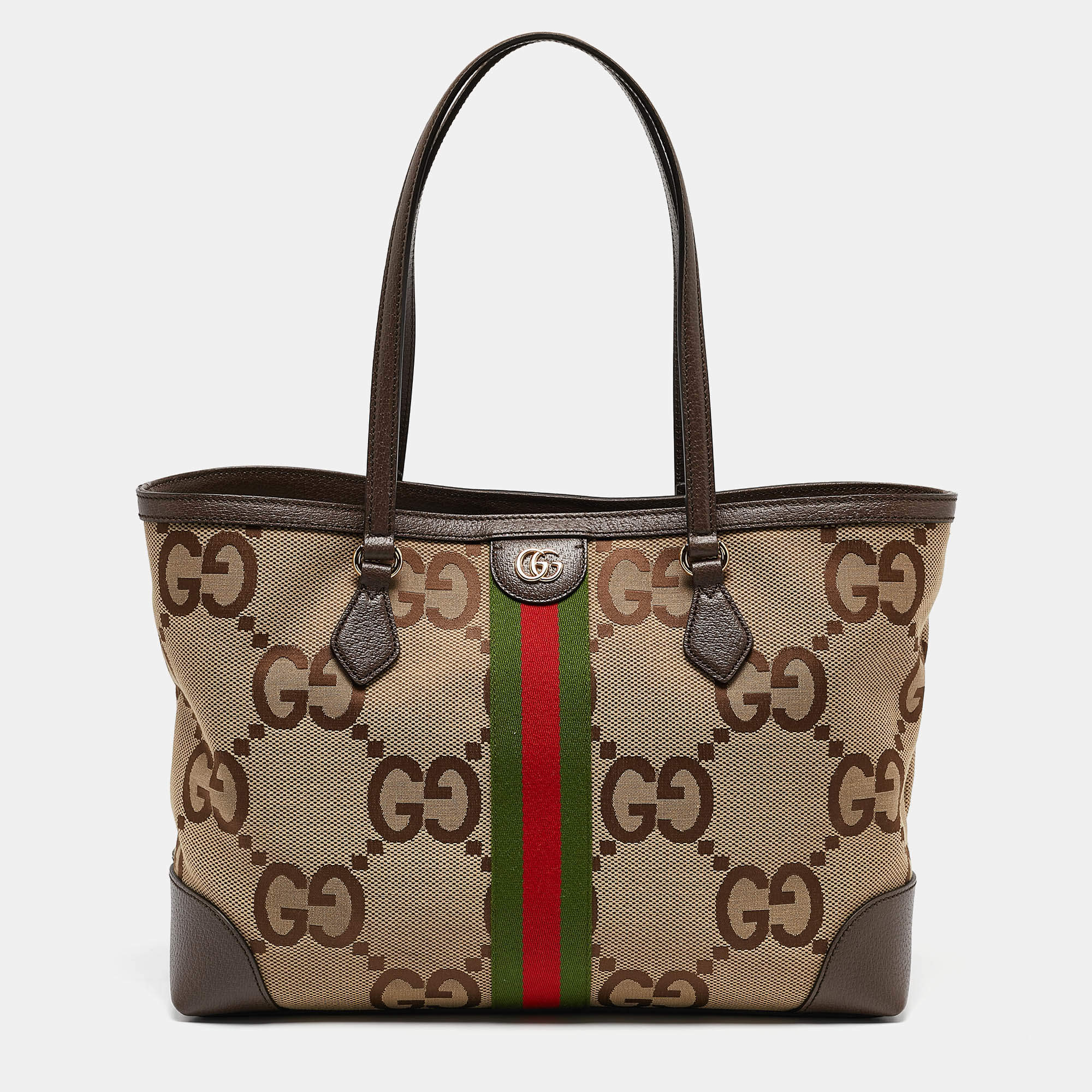 Pre Owned Gucci Beige/Ebony Jumbo GG Canvas Medium Ophidia Tote