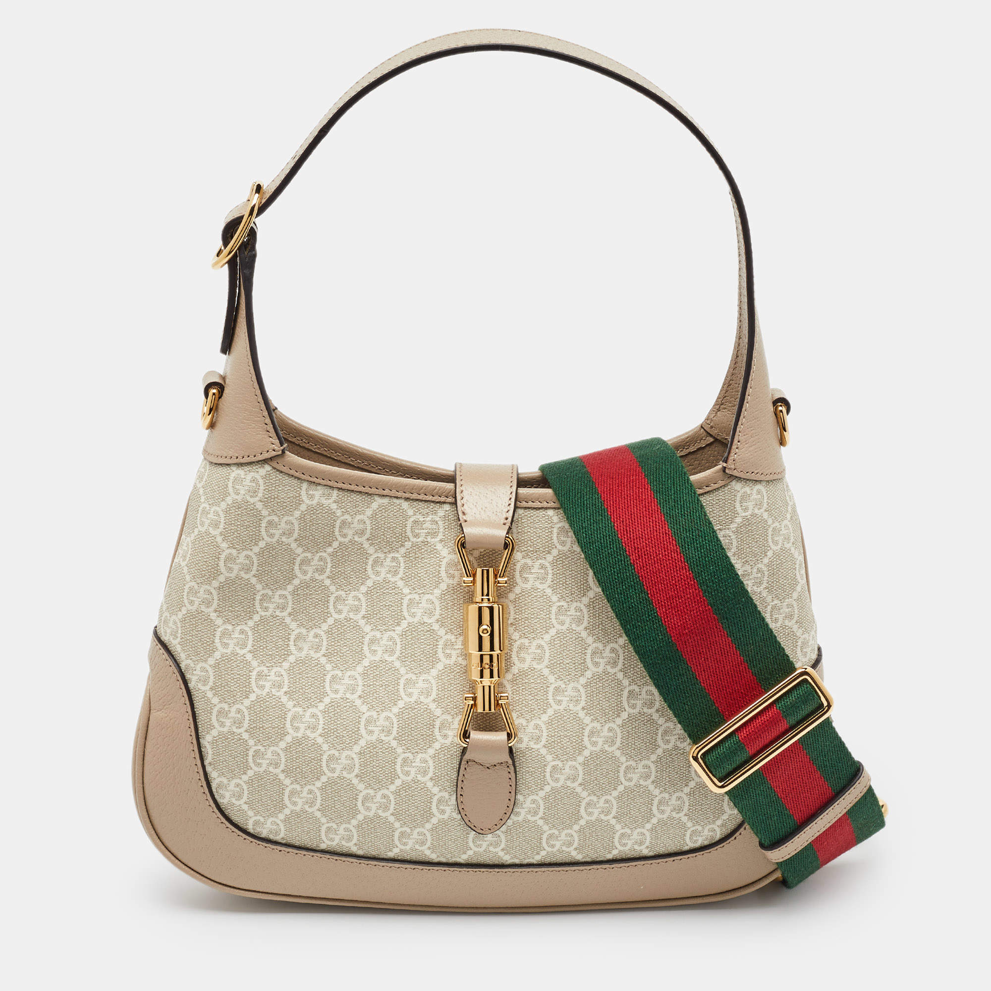 Pre Owned Gucci Beige GG Supreme Canvas Small Jackie 1961 Shoulder Bag