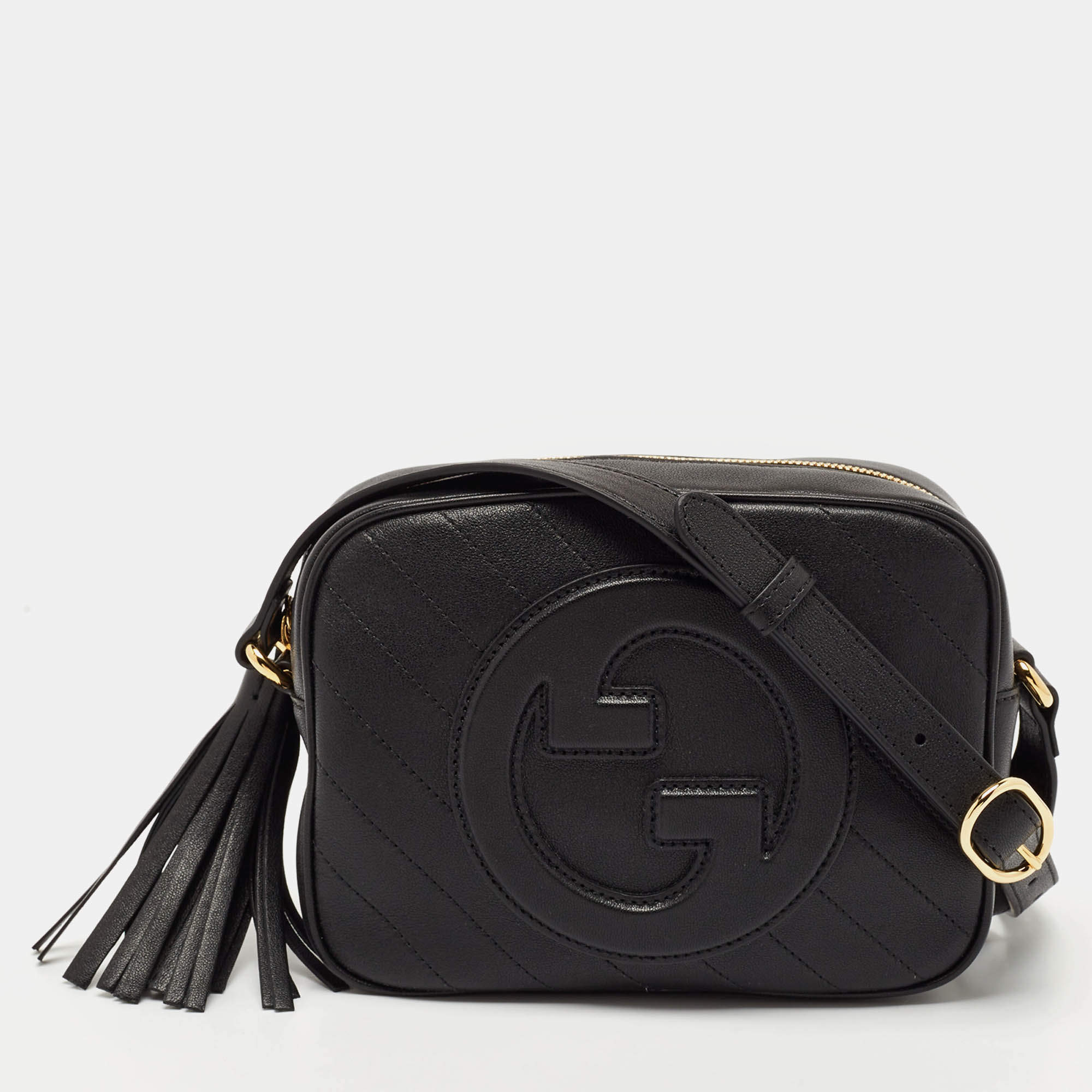 Pre Owned Gucci Black Leather Blondie Camera Shoulder Bag