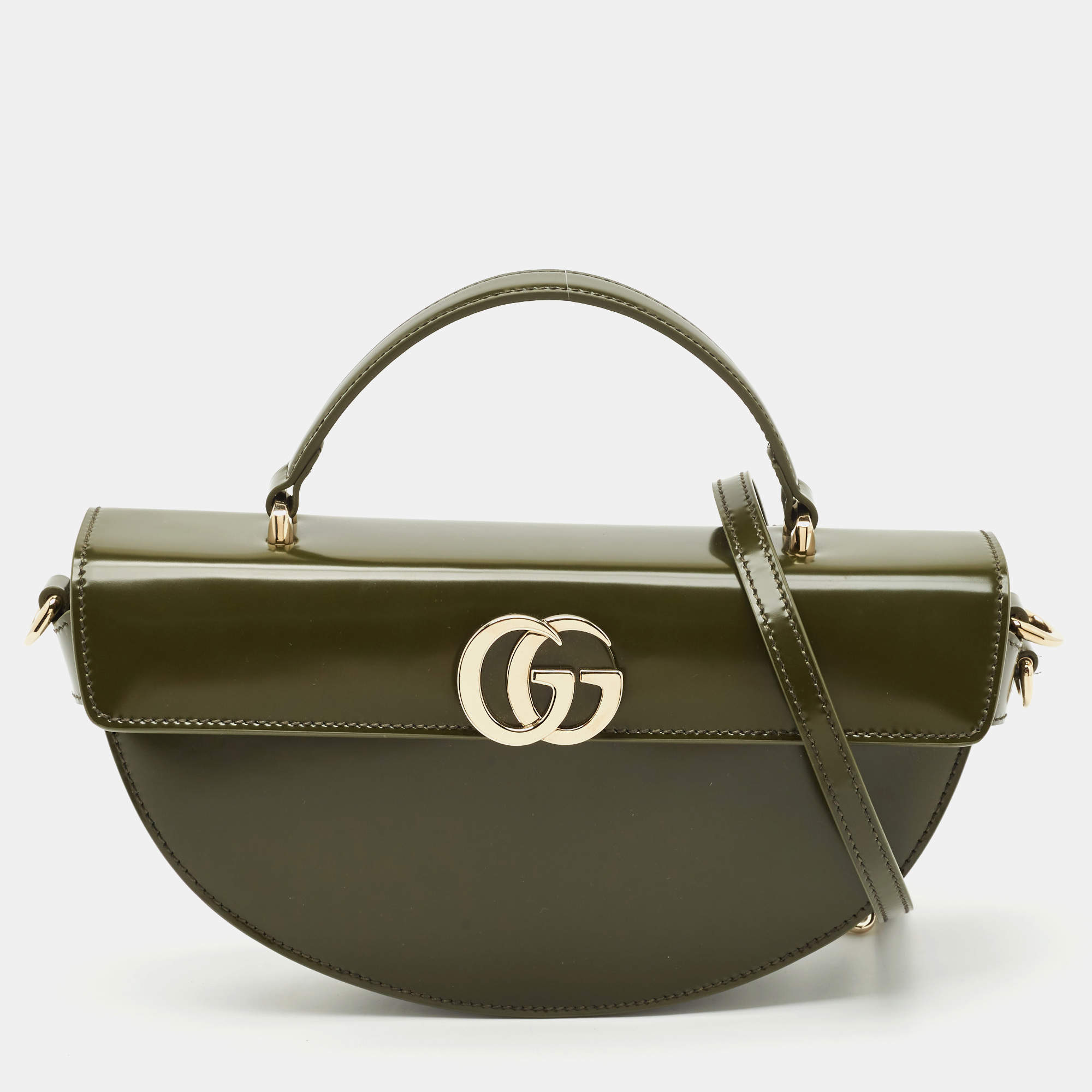 Gucci Luscious Green Leather Small Half Moon Top Handle Bag