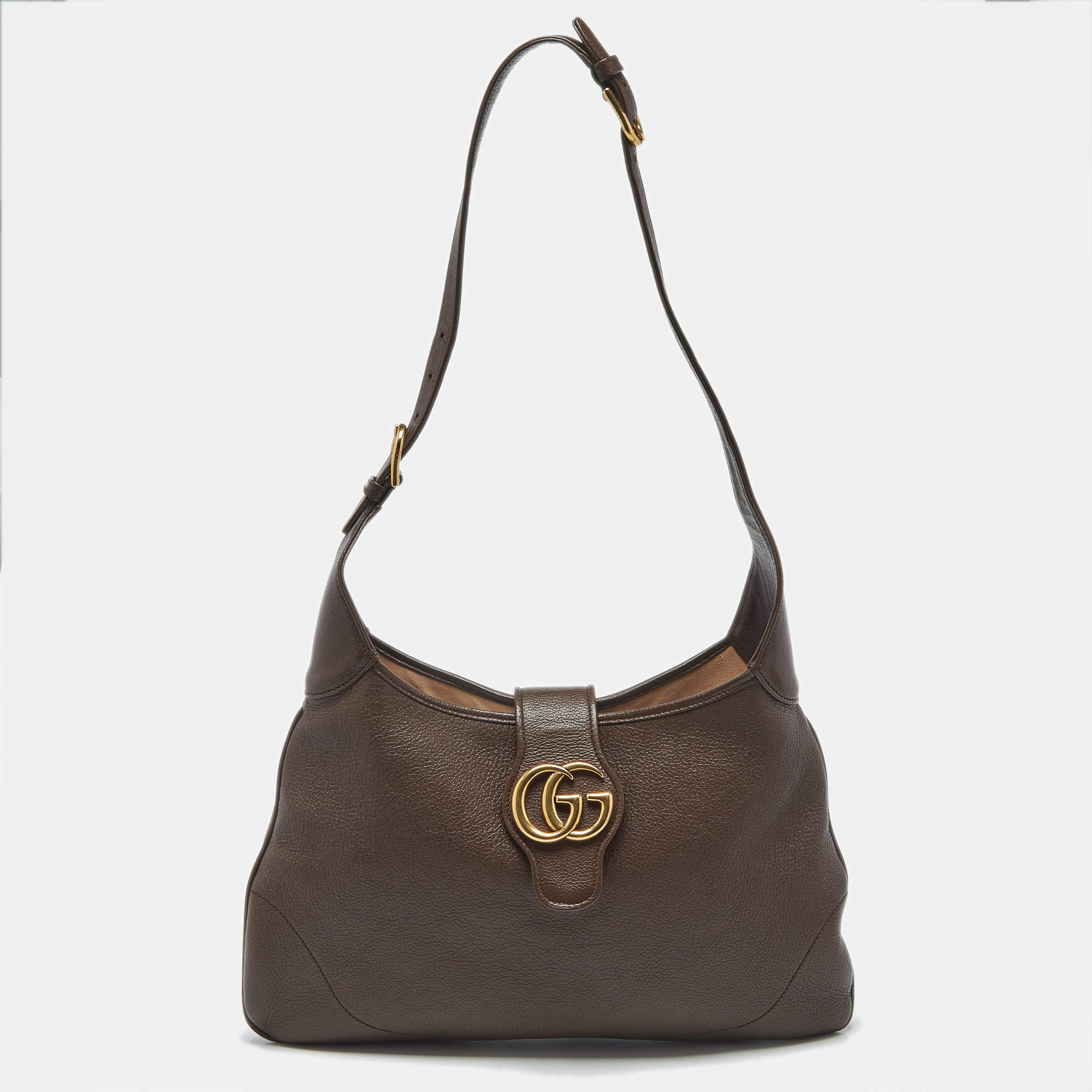 Pre Owned Gucci Brown Leather Medium Aphrodite Hobo