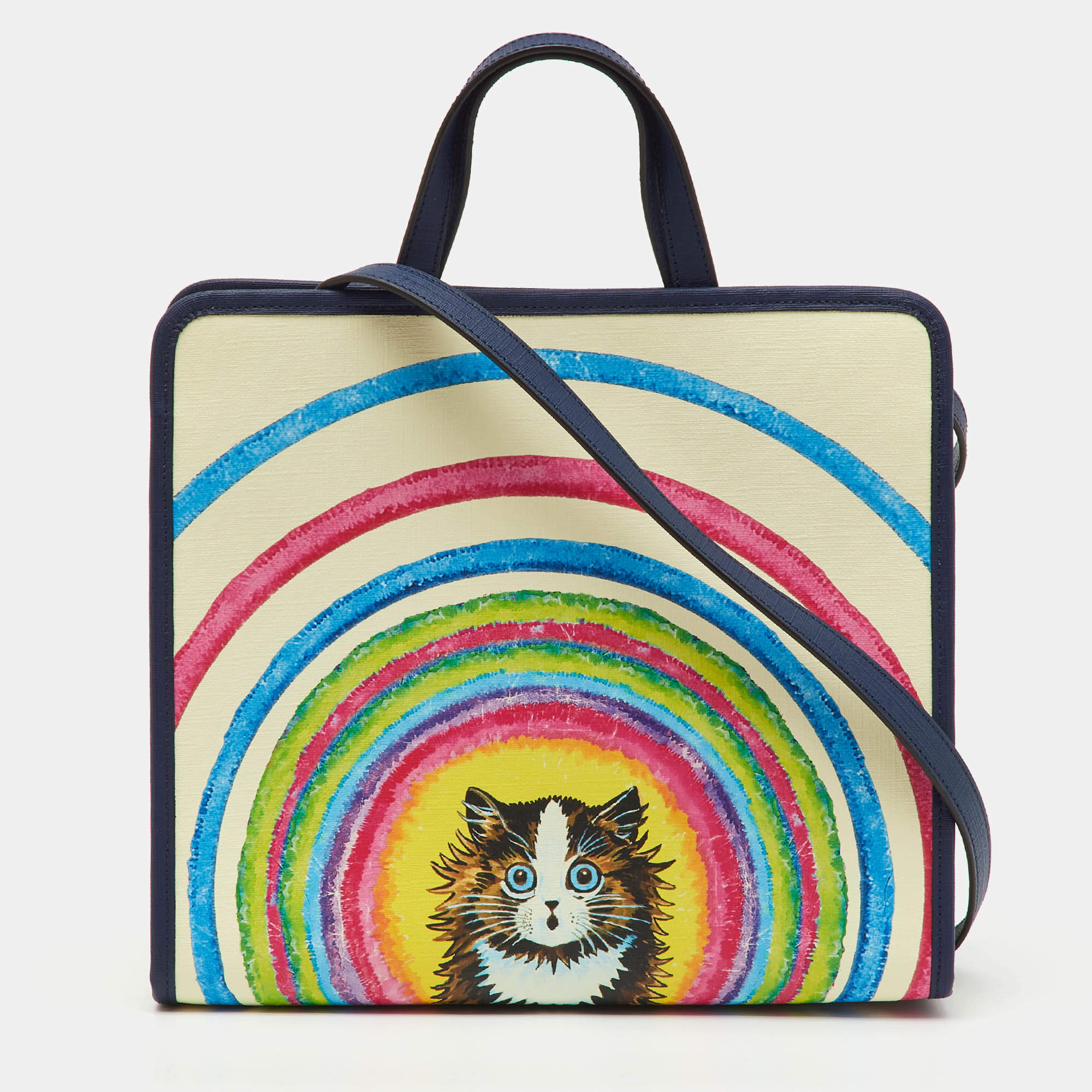 Pre Owned Gucci Multicolor Coated Canvas Louis Wain Cat Rainbow Children's Cat Tote