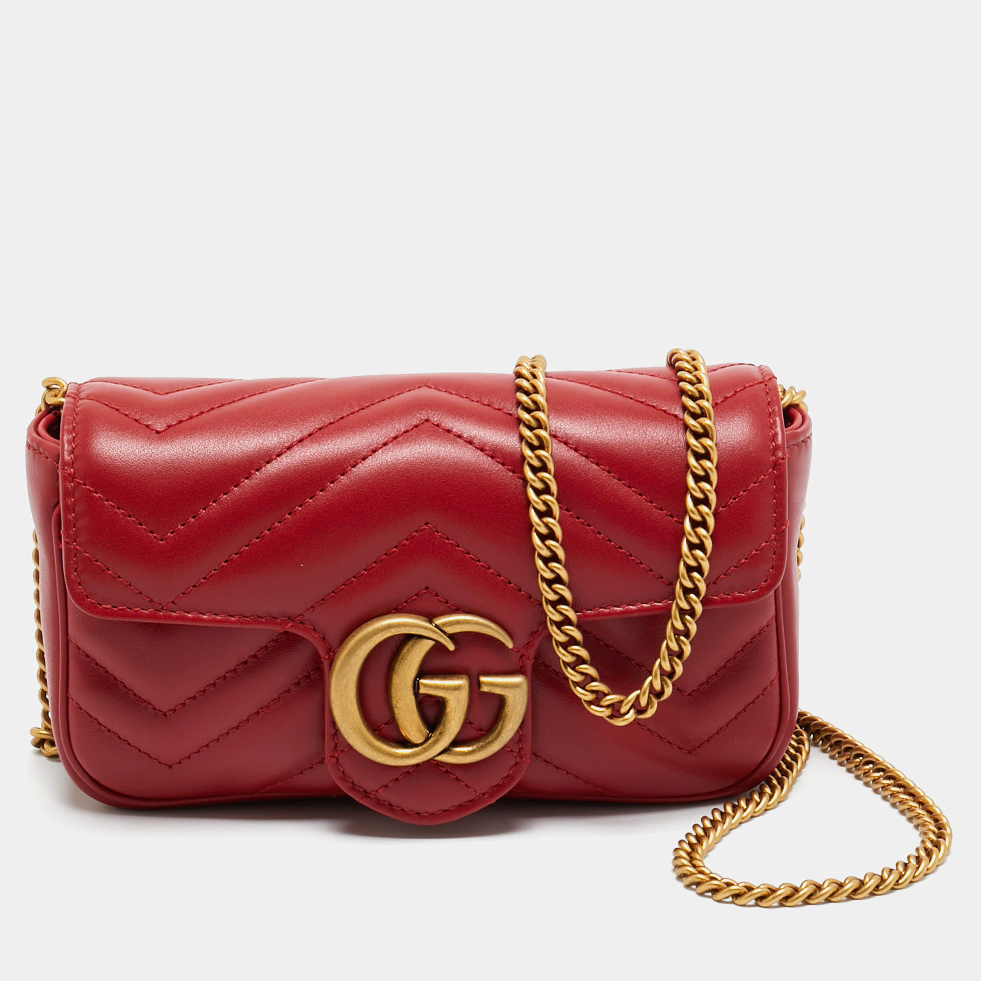 مملوكة مسبقًا حقيبة كتف غوتشي جي جي مارمونت سوبر ميني جلد ميتلاس عصري قديم وردي فاتح